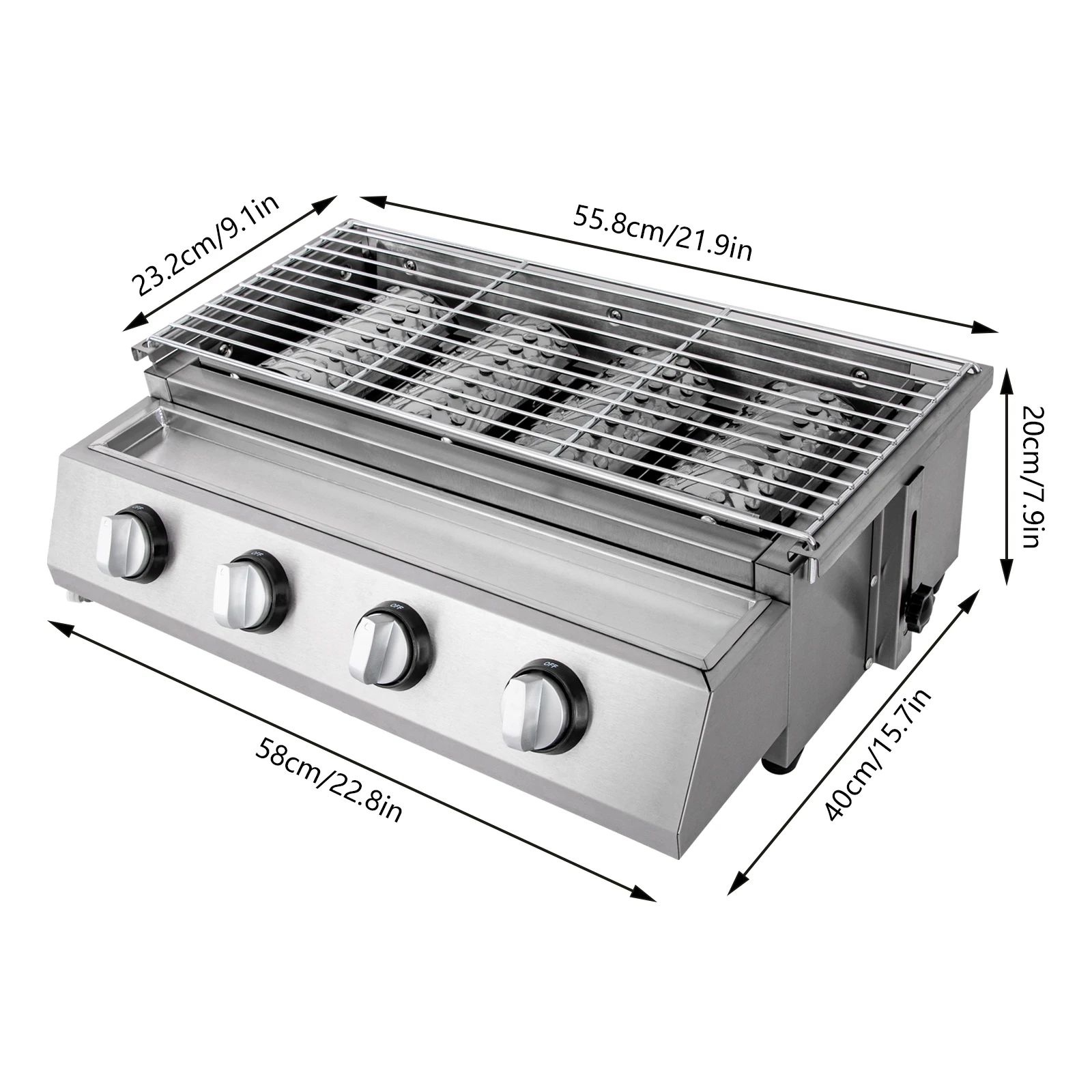Professional Burner Stainless Steel Portable Tabletop Propane/LPG Gas Grill ,Smokeless for Camping & Indoor/Outdoor BBQ Professional 4-Burner Stainless Steel Portable Tabletop Propane/LPG Gas Grill ,Smokeless for Camping & Indoor/Outdoor BBQ