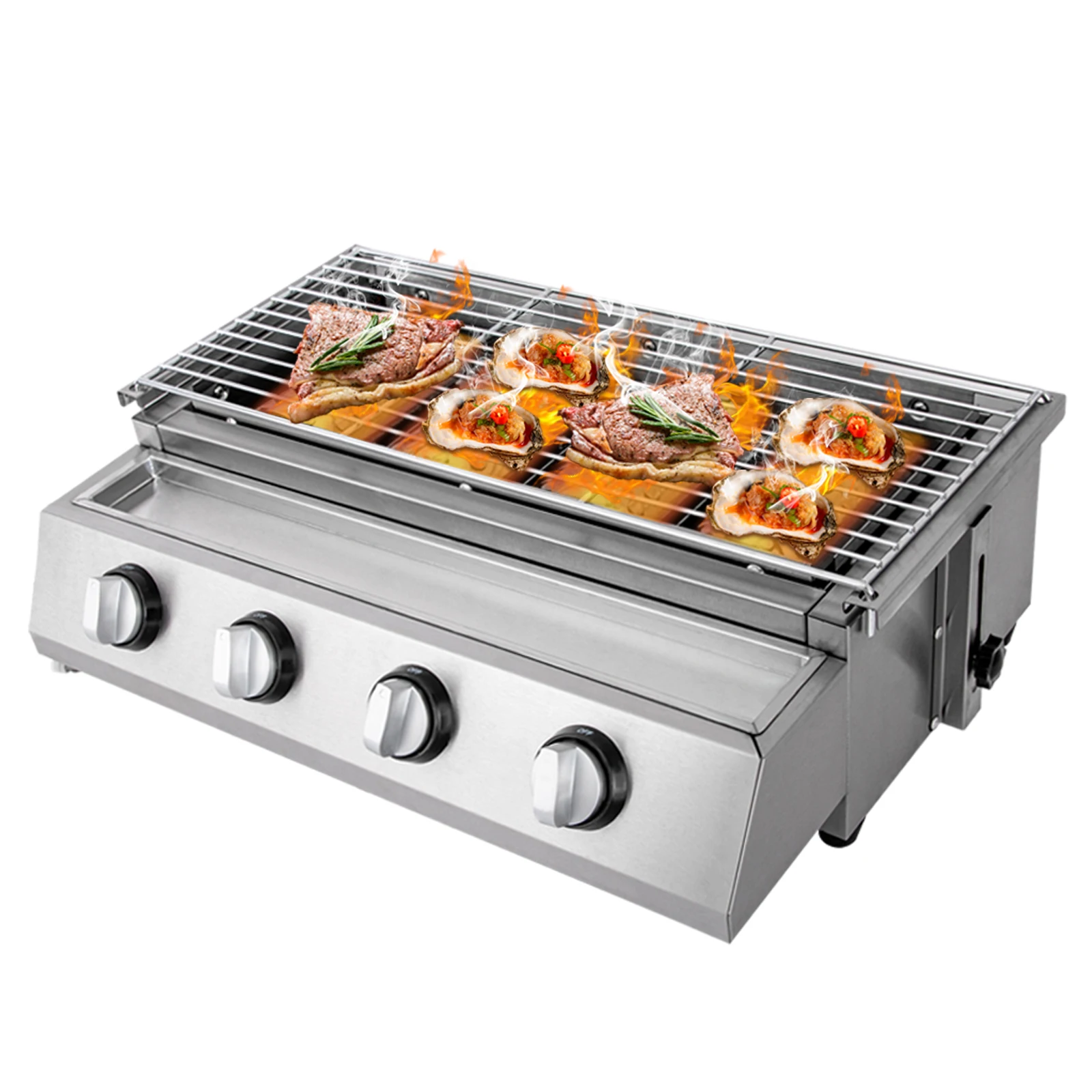 Professional Burner Stainless Steel Portable Tabletop Propane/LPG Gas Grill ,Smokeless for Camping & Indoor/Outdoor BBQ Professional 4-Burner Stainless Steel Portable Tabletop Propane/LPG Gas Grill ,Smokeless for Camping & Indoor/Outdoor BBQ