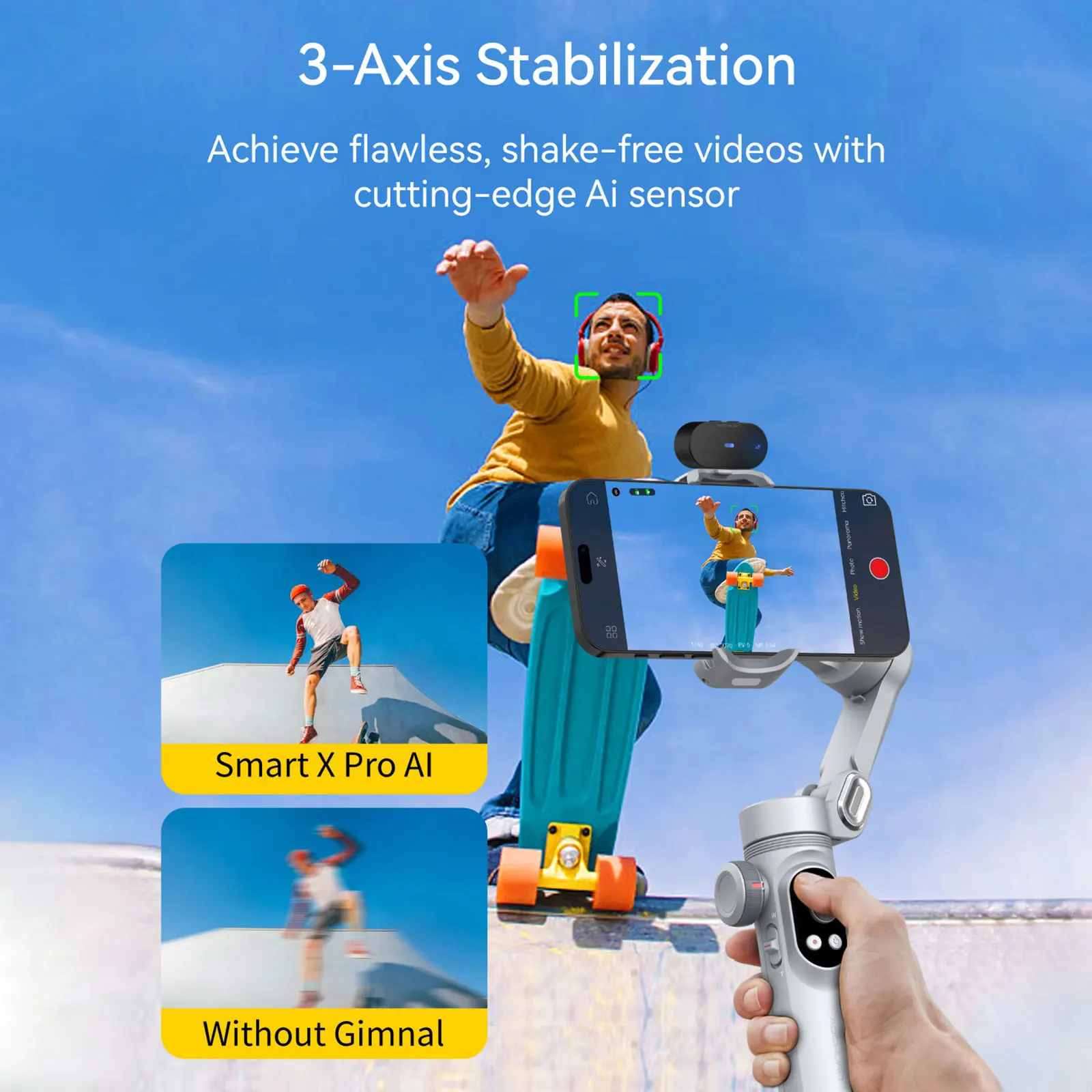 AOCHUAN Smart XPro Ai Grey Gimbal Stabilizer For iphone And Android Axis Intelligent Gimbal Stabilizer Appless Face Tracking AOCHUAN Smart XPro Ai Grey Gimbal Stabilizer For iphone And Android 3-Axis Intelligent Gimbal Stabilizer Appless Face Tracking