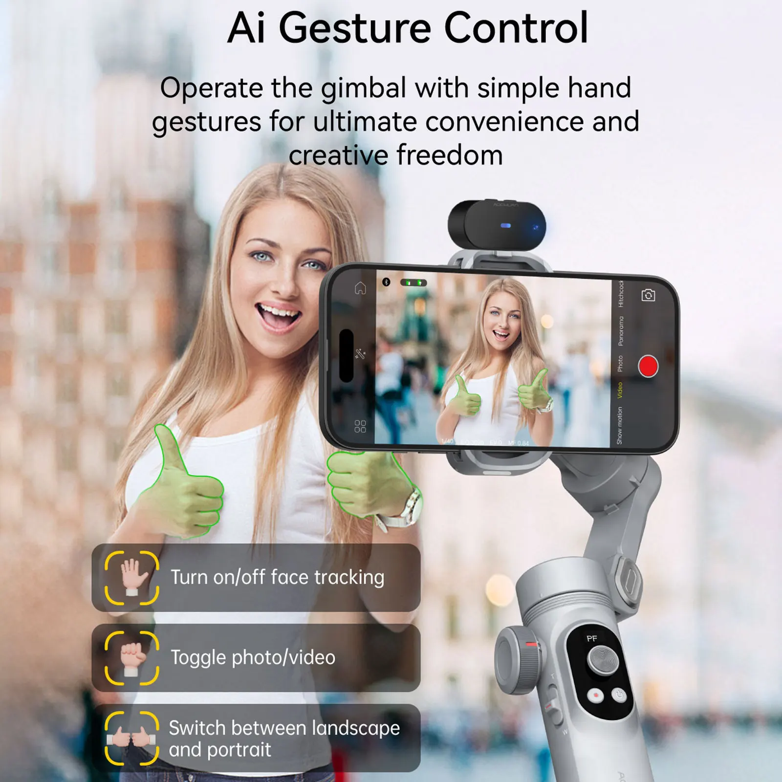 AOCHUAN Smart XPro Ai Grey Gimbal Stabilizer For iphone And Android Axis Intelligent Gimbal Stabilizer Appless Face Tracking AOCHUAN Smart XPro Ai Grey Gimbal Stabilizer For iphone And Android 3-Axis Intelligent Gimbal Stabilizer Appless Face Tracking