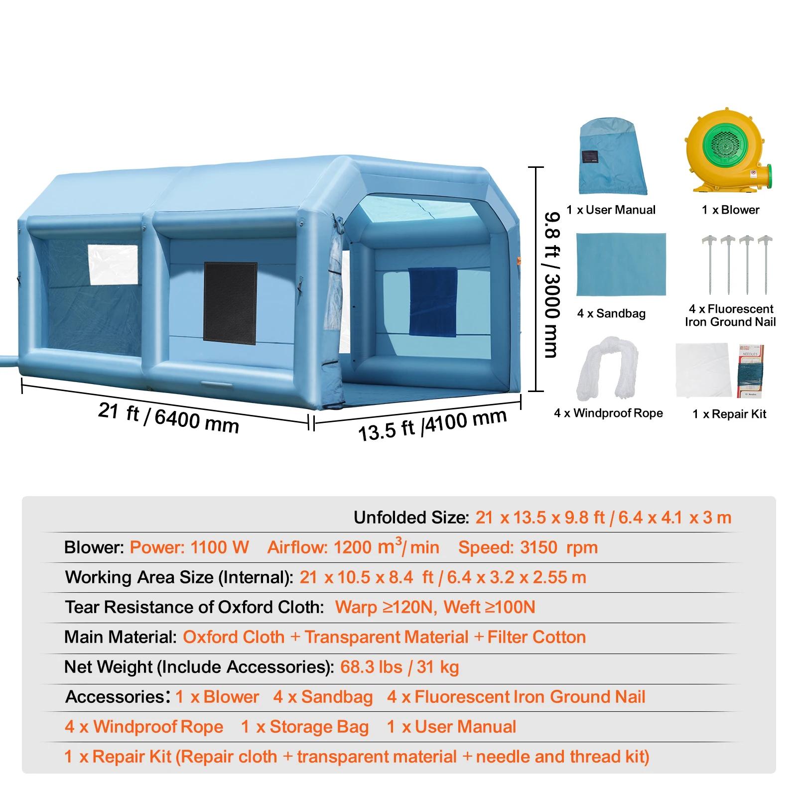 SucceBuy Inflatable Paint Booth Inflatable Spray Booth with Powerful Blowers and Air Filter System Portable Car Paint Booth