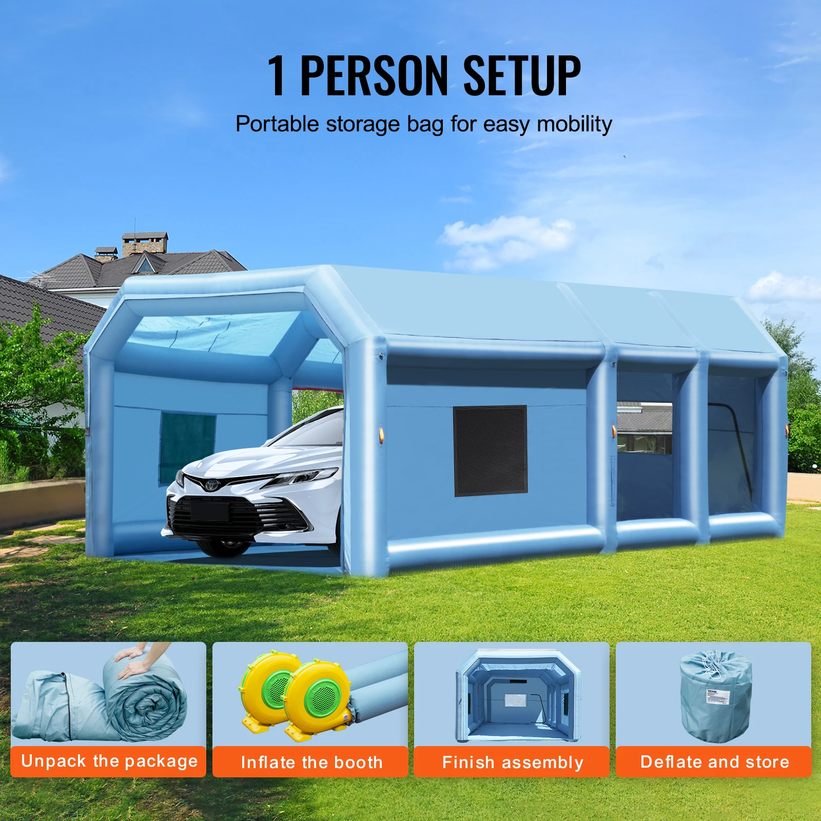 SucceBuy Inflatable Paint Booth Inflatable Spray Booth with Powerful Blowers and Air Filter System Portable Car Paint Booth SucceBuy Inflatable Paint Booth Inflatable Spray Booth with Powerful Blowers and Air Filter System Portable Car Paint Booth