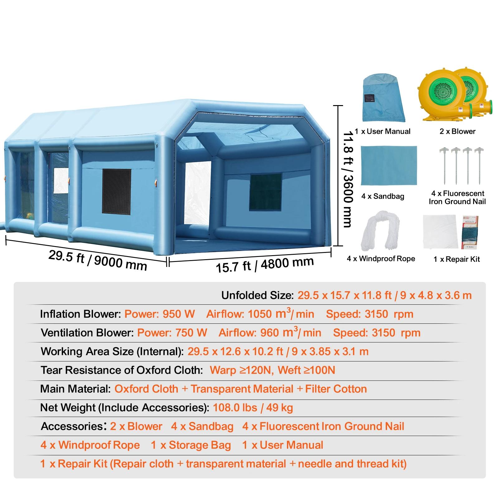 SucceBuy Inflatable Paint Booth Inflatable Spray Booth with Powerful Blowers and Air Filter System Portable Car Paint Booth