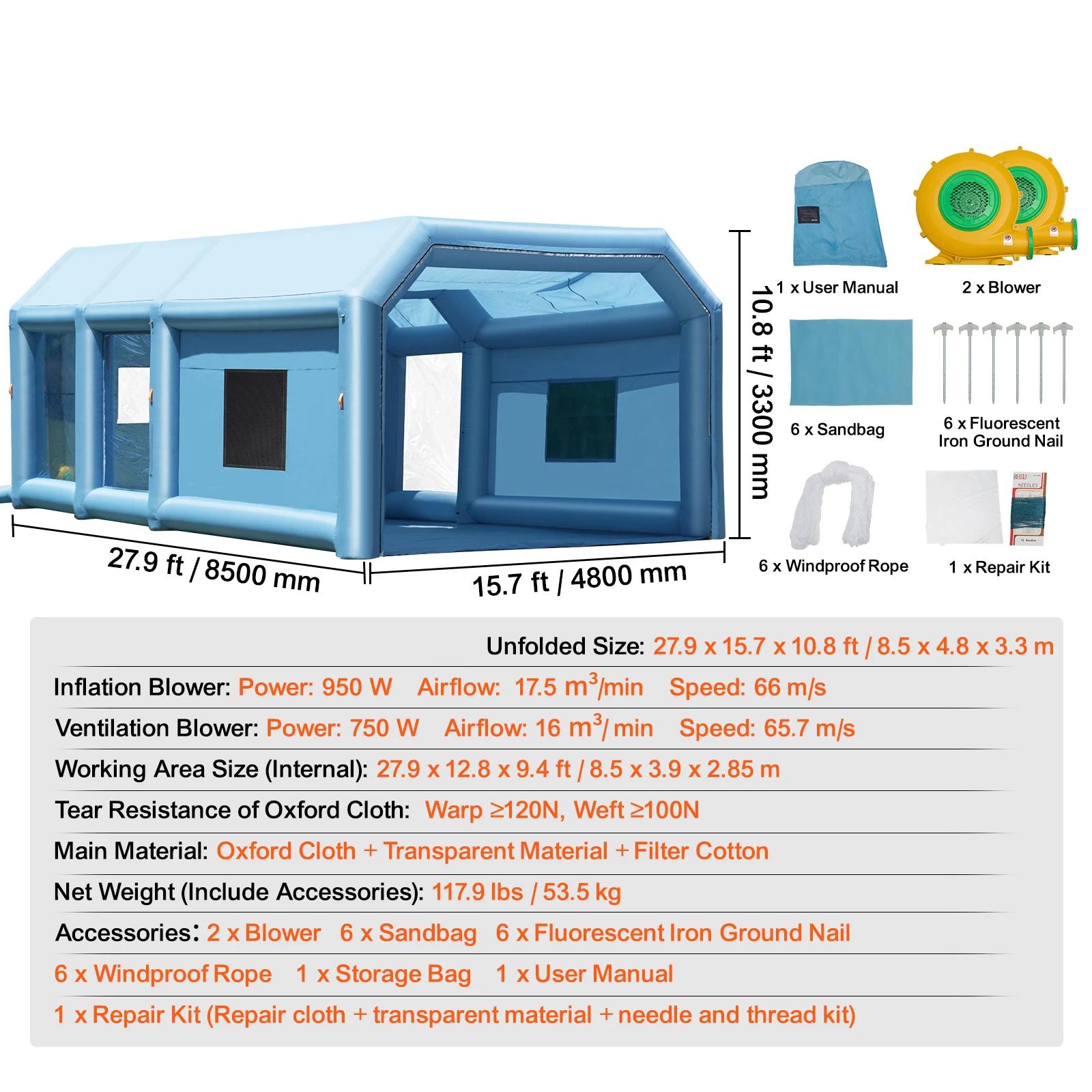 SucceBuy Inflatable Paint Booth Inflatable Spray Booth with Powerful Blowers and Air Filter System Portable Car Paint Booth