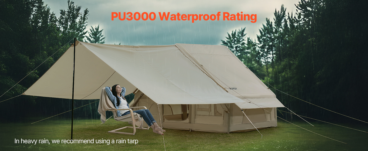 SucceBuy Inflatable Tents for Camping 3-5 Person Easy Setup Blow Tent with Hand Pump 300D Oxford Tent with Doors & Mesh Windows