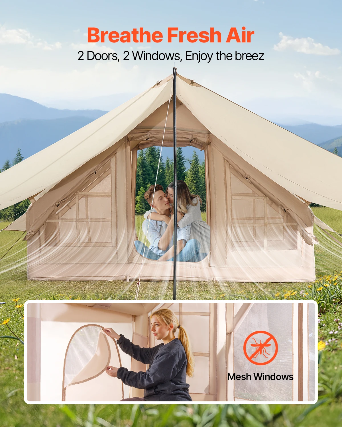 SucceBuy Inflatable Tents for Camping Person Easy Setup Blow Tent with Hand Pump D Oxford Tent with Doors & Mesh Windows SucceBuy Inflatable Tents for Camping 3-5 Person Easy Setup Blow Tent with Hand Pump 300D Oxford Tent with Doors & Mesh Windows