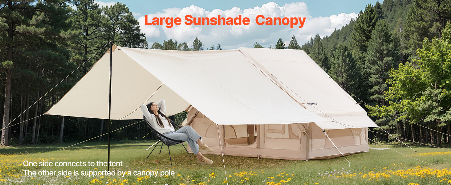 SucceBuy Inflatable Tents for Camping 3-5 Person Easy Setup Blow Tent with Hand Pump 300D Oxford Tent with Doors & Mesh Windows