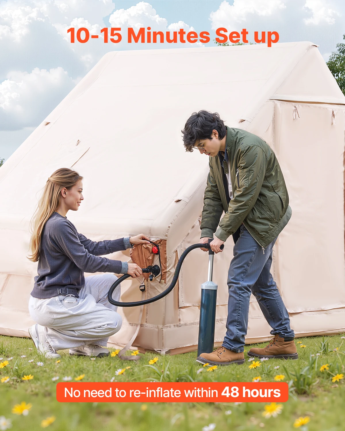 SucceBuy Inflatable Tents for Camping Person Easy Setup Blow Tent with Hand Pump D Oxford Tent with Doors & Mesh Windows SucceBuy Inflatable Tents for Camping 3-5 Person Easy Setup Blow Tent with Hand Pump 300D Oxford Tent with Doors & Mesh Windows