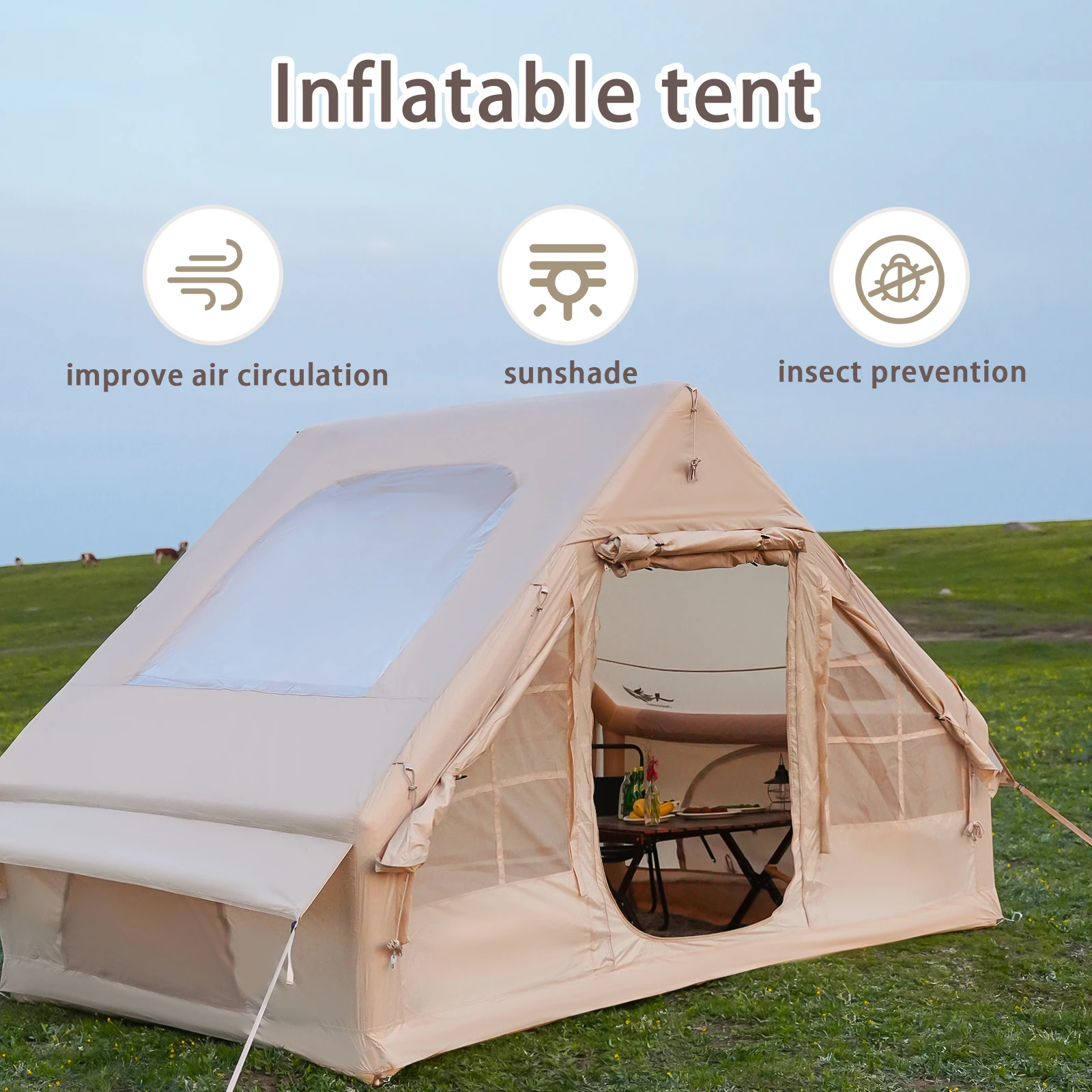 Inflatable Tents For Adult Camping, Luxury Camping Tents, Inflatable Tents With Stove Plug, 4/6/8 Person Family Camping Inflatab Inflatable Tents For Adult Camping, Luxury Camping Tents, Inflatable Tents With Stove Plug, 4/6/8 Person Family Camping Inflatab