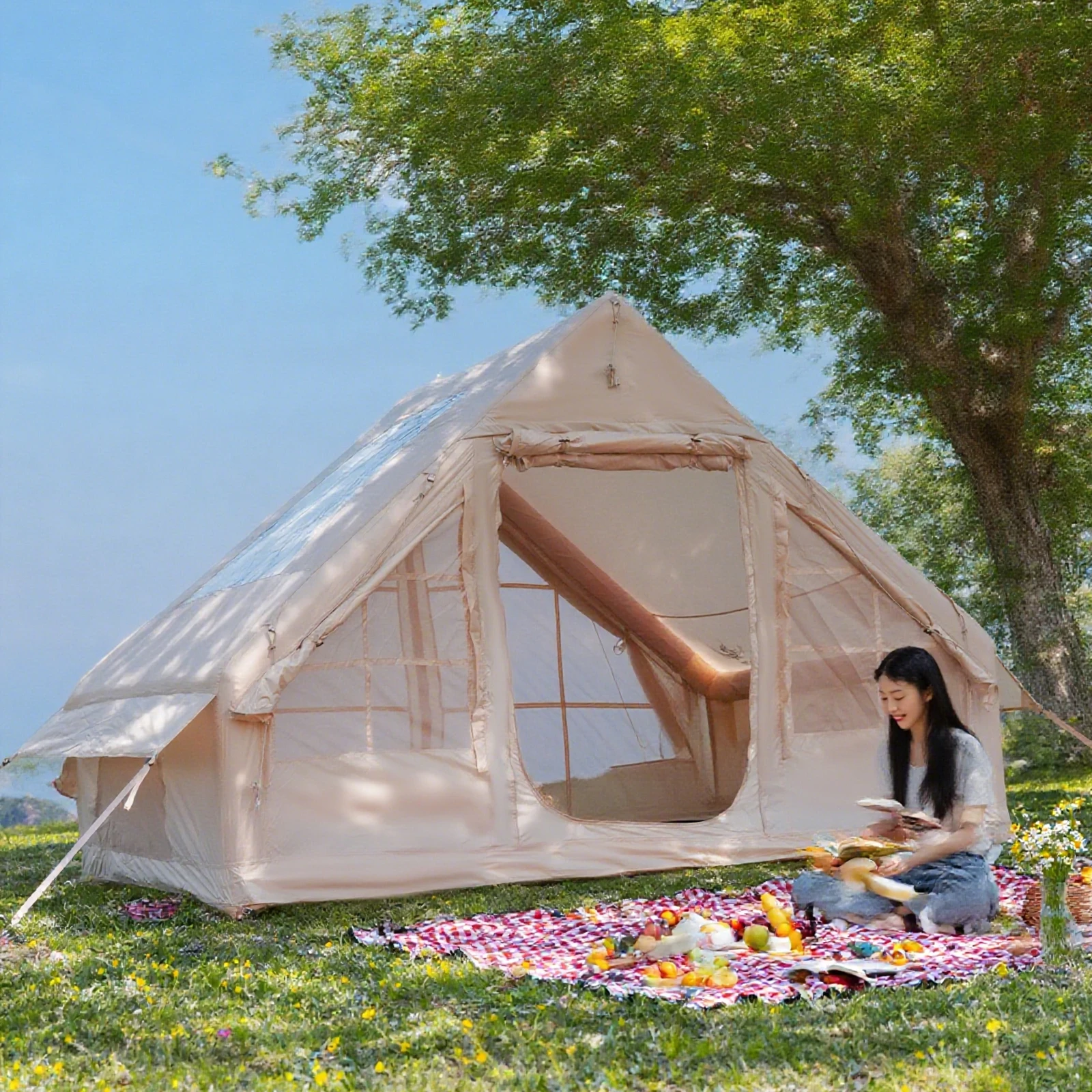 Inflatable Tents For Adult Camping, Luxury Camping Tents, Inflatable Tents With Stove Plug, 4/6/8 Person Family Camping Inflatab Inflatable Tents For Adult Camping, Luxury Camping Tents, Inflatable Tents With Stove Plug, 4/6/8 Person Family Camping Inflatab
