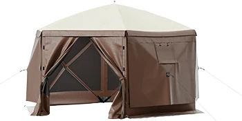 SucceBuy Pop-up Camping Gazebo Camping Canopy Shelter 6 Sided 12' x 12' / 10' x 10' Sun Shade Tents & Canopies Camping & Hiking