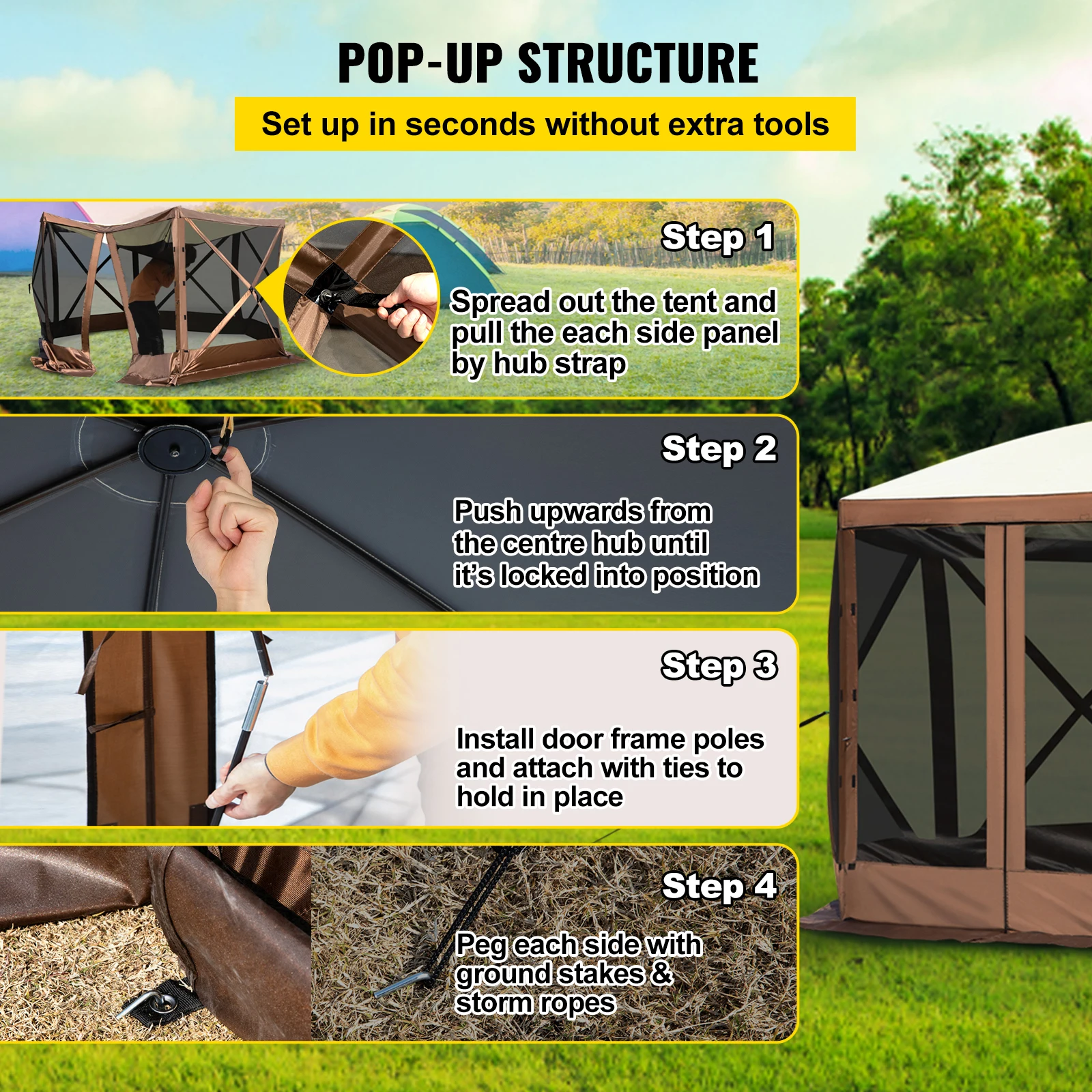 SucceBuy Pop up Camping Gazebo Camping Canopy Shelter Sided ‘ x ‘ / ‘ x ‘ Sun Shade Tents & Canopies Camping & Hiking SucceBuy Pop-up Camping Gazebo Camping Canopy Shelter 6 Sided 12' x 12' / 10' x 10' Sun Shade Tents & Canopies Camping & Hiking