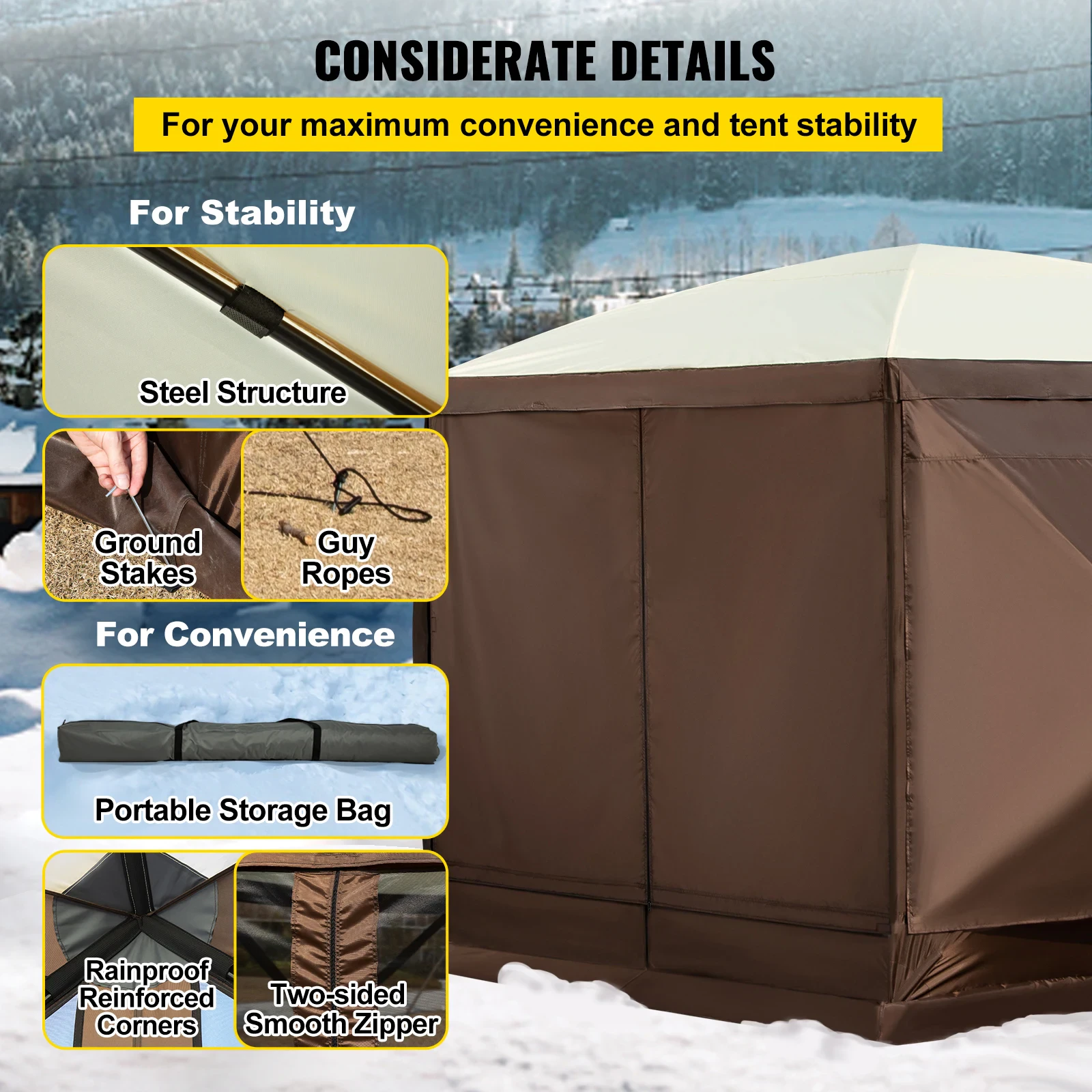 SucceBuy Pop up Camping Gazebo Camping Canopy Shelter Sided ‘ x ‘ / ‘ x ‘ Sun Shade Tents & Canopies Camping & Hiking SucceBuy Pop-up Camping Gazebo Camping Canopy Shelter 6 Sided 12' x 12' / 10' x 10' Sun Shade Tents & Canopies Camping & Hiking