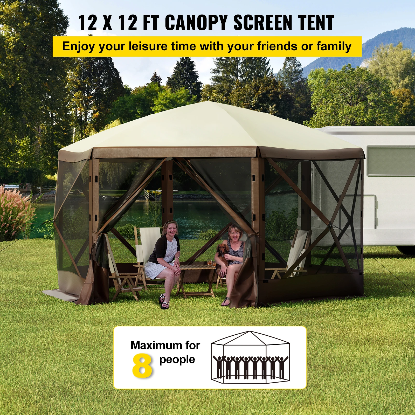 SucceBuy Pop up Camping Gazebo Camping Canopy Shelter Sided ‘ x ‘ / ‘ x ‘ Sun Shade Tents & Canopies Camping & Hiking SucceBuy Pop-up Camping Gazebo Camping Canopy Shelter 6 Sided 12' x 12' / 10' x 10' Sun Shade Tents & Canopies Camping & Hiking