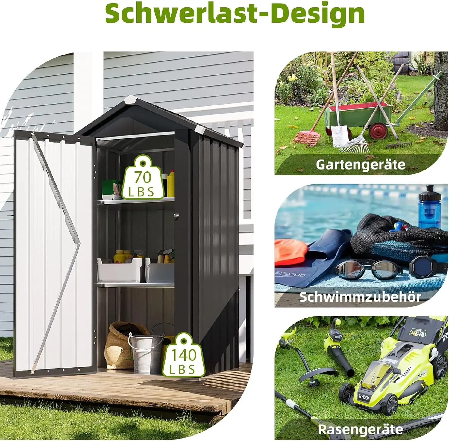 Aoxun Metal Garden Shed XFt With Base And Adjustable Shelves Inclined Roof Weatherproof Lockable Door For Balcony Patio Garden Storage Aoxun Metal Garden Shed 3X2Ft With Base And 2 Adjustable Shelves Inclined Roof Weatherproof Lockable Door For Balcony Patio Garden Storage