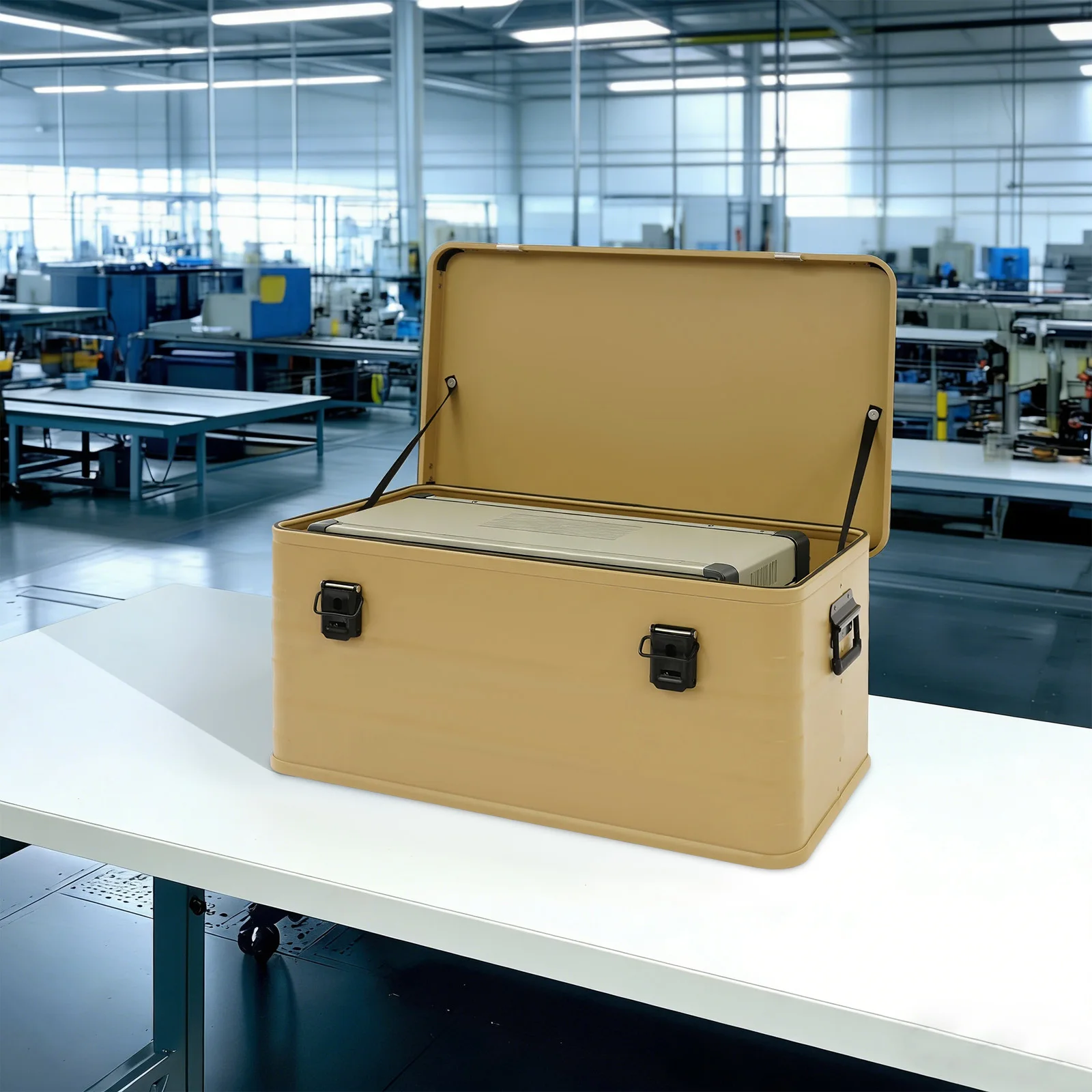 Aluminium Alloy Storage Box 80L, Large Tool Box with Lid, 30.3x16.9x13.1in Dual Handles for Garage Tools Equipment Aluminium Alloy Storage Box 80L, Large Tool Box with Lid, 30.3x16.9x13.1in Dual Handles for Garage Tools Equipment
