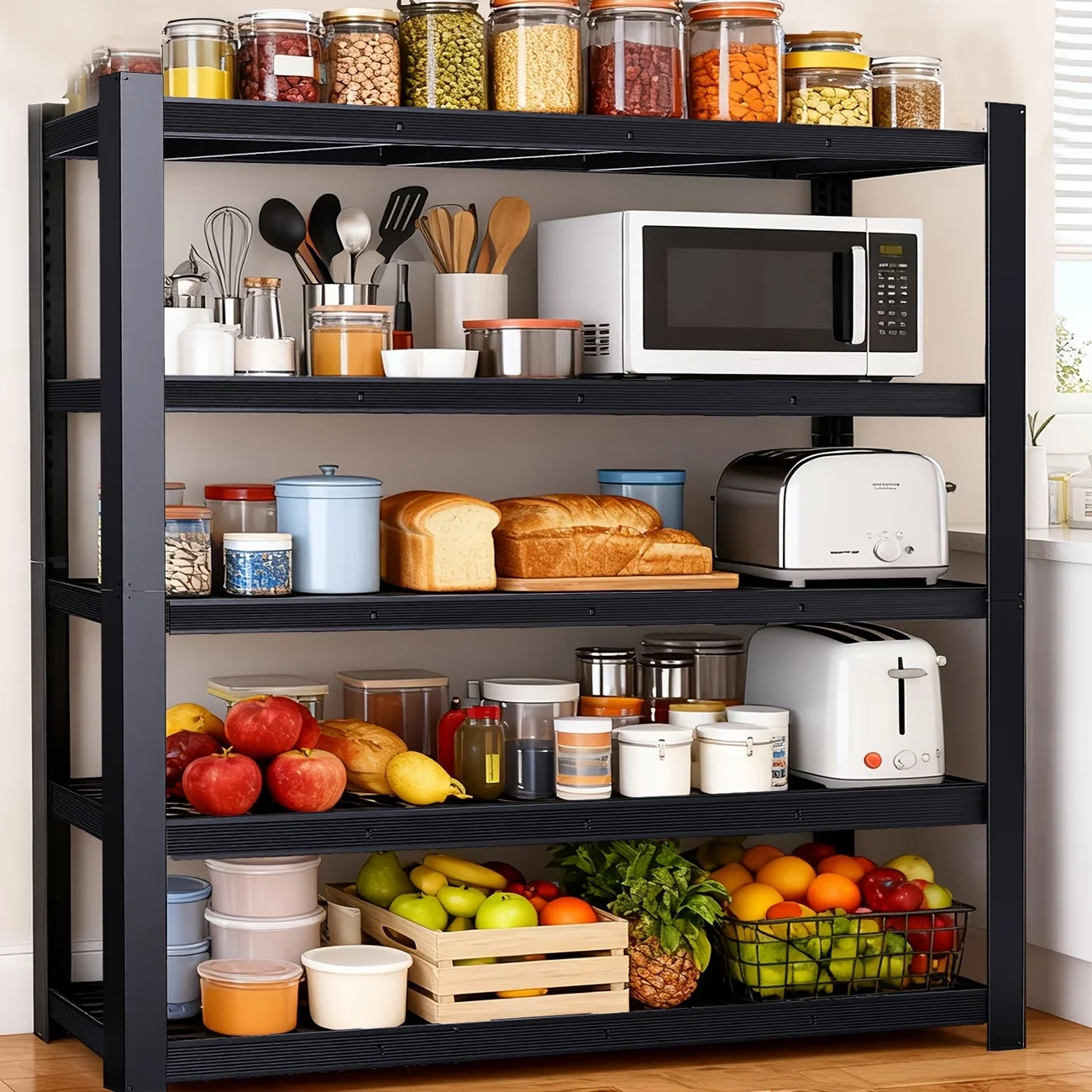Tier Wide Mesh Steel Storage Shelf Heavy Duty Garage Organizer Rack, Upgraded Thick Double Folded Edge Frame No Deform, Adjustable Height Metal Shelving for Garage Basement Workshop Warehouse Home T 5 Tier Wide Mesh Steel Storage Shelf Heavy Duty Garage Organizer Rack, Upgraded Thick Double Folded Edge Frame No Deform, Adjustable Height Metal Shelving for Garage Basement Workshop Warehouse Home T