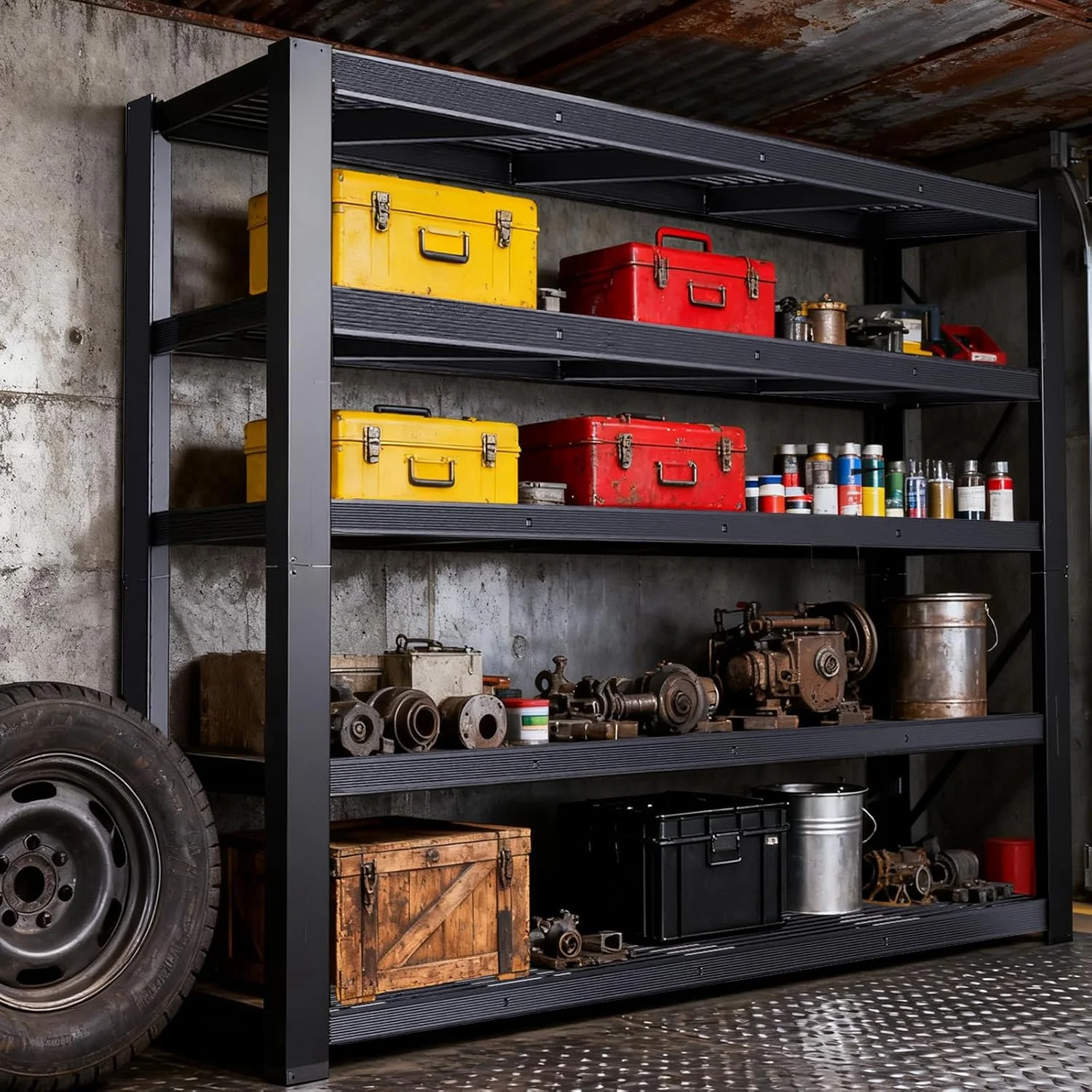 Tier Wide Mesh Steel Storage Shelf Heavy Duty Garage Organizer Rack, Upgraded Thick Double Folded Edge Frame No Deform, Adjustable Height Metal Shelving for Garage Basement Workshop Warehouse Home T 5 Tier Wide Mesh Steel Storage Shelf Heavy Duty Garage Organizer Rack, Upgraded Thick Double Folded Edge Frame No Deform, Adjustable Height Metal Shelving for Garage Basement Workshop Warehouse Home T