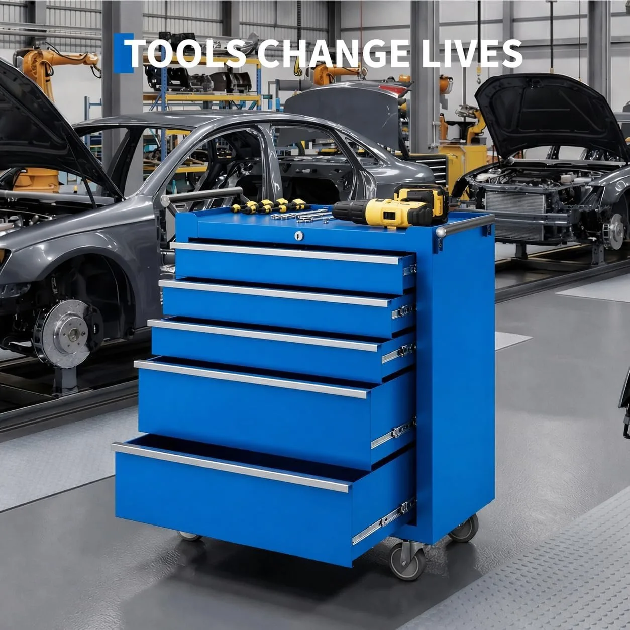 5 Drawer Rolling Tool Chest with Locking Tool Cabinet Cart, Portable Metal Tool Storage Organizer with Wheels for Garage Workshop Repair and DIY Projects 5 Drawer Rolling Tool Chest with Locking Tool Cabinet Cart, Portable Metal Tool Storage Organizer with Wheels for Garage Workshop Repair and DIY Projects