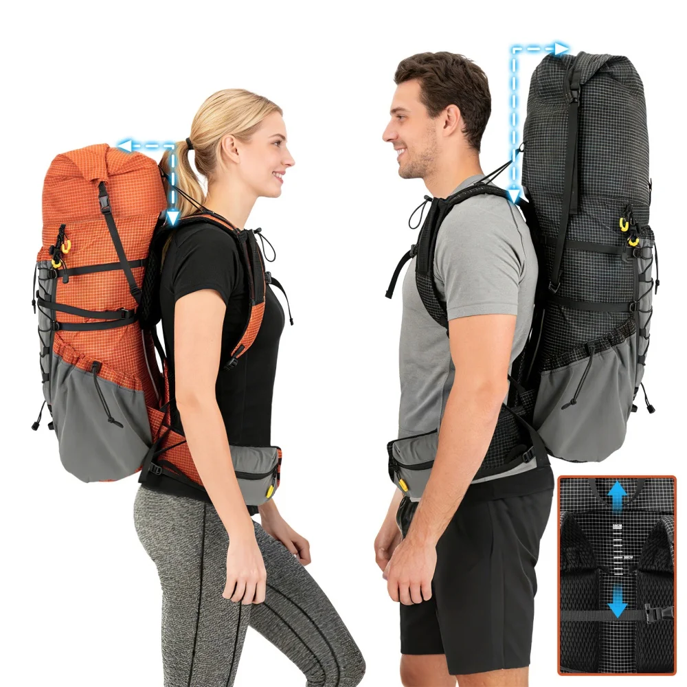 Night Cat Internal frame Hiking Backpcack: L / L / L Roll Top Lightweight Travel Backpack with Rain Cover for Men Women Hiking Camping Backpacking Night Cat Internal-frame Hiking Backpcack: 50L / 60L / 70L Roll Top Lightweight Travel Backpack with Rain Cover for Men Women Hiking Camping Backpacking