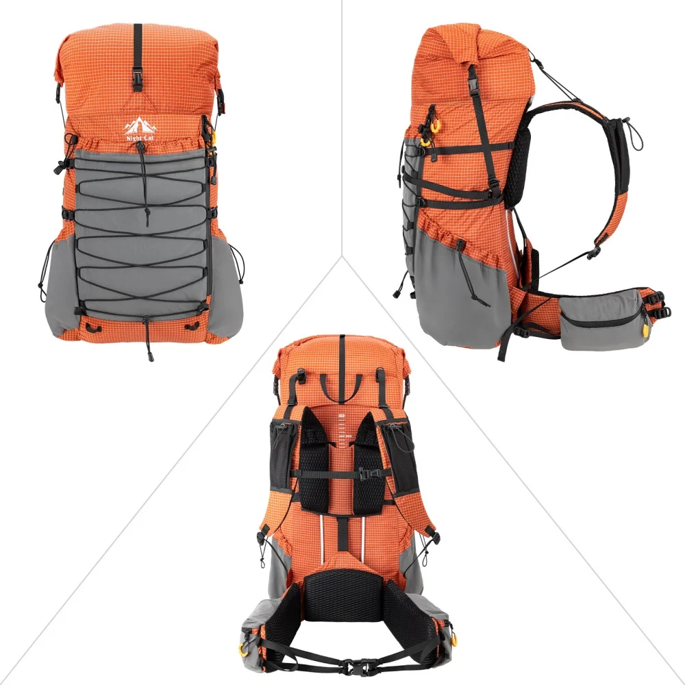 Night Cat Internal frame Hiking Backpcack: L / L / L Roll Top Lightweight Travel Backpack with Rain Cover for Men Women Hiking Camping Backpacking Night Cat Internal-frame Hiking Backpcack: 50L / 60L / 70L Roll Top Lightweight Travel Backpack with Rain Cover for Men Women Hiking Camping Backpacking