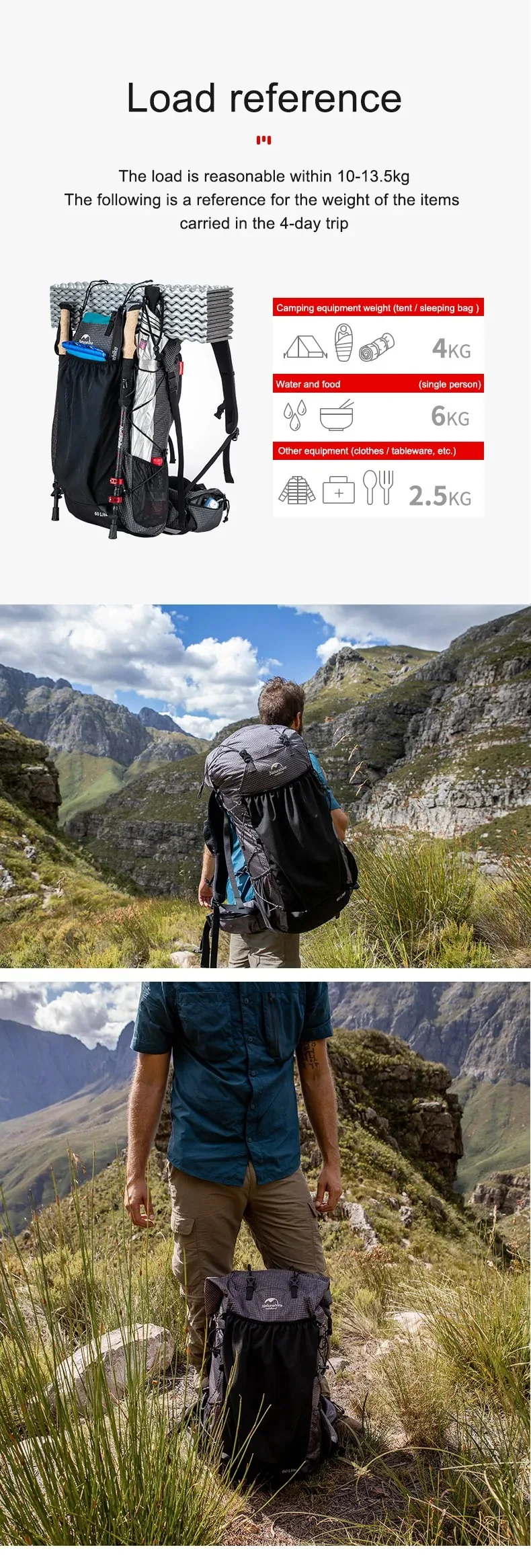 Naturehike Rock Outdoor Bags 40L 60L Travel Backpacks Large Capacity 60+5L Camping Hiking Packs Hiking Bag With Rain Cover