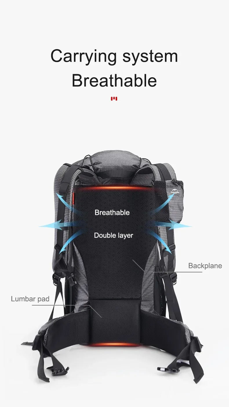 Naturehike Rock Outdoor Bags 40L 60L Travel Backpacks Large Capacity 60+5L Camping Hiking Packs Hiking Bag With Rain Cover