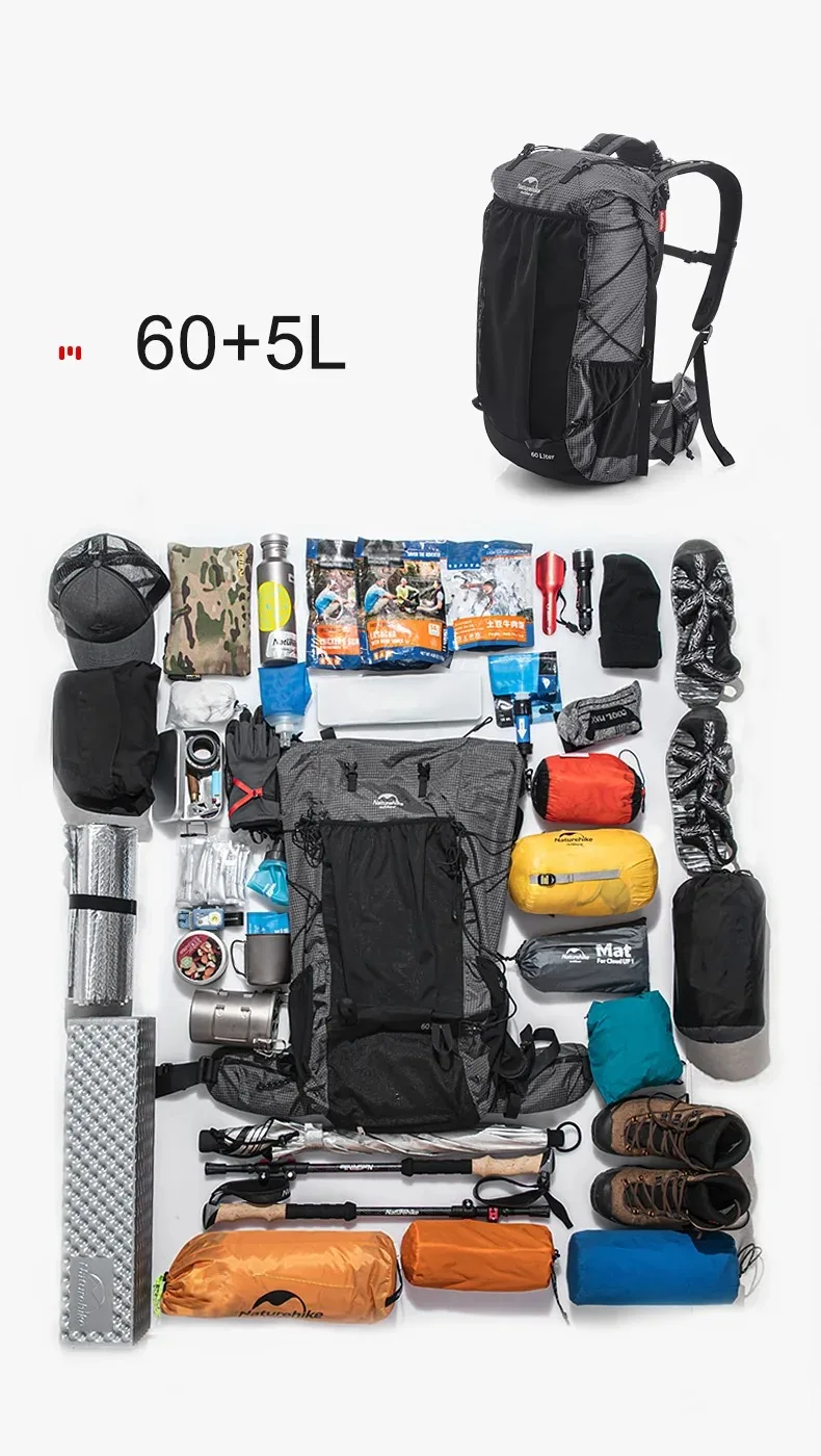 Naturehike Rock Outdoor Bags 40L 60L Travel Backpacks Large Capacity 60+5L Camping Hiking Packs Hiking Bag With Rain Cover