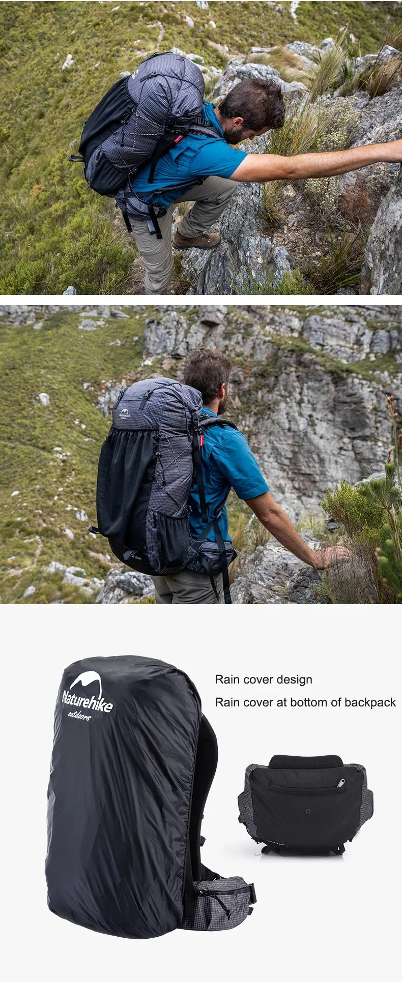 Naturehike Rock Outdoor Bags 40L 60L Travel Backpacks Large Capacity 60+5L Camping Hiking Packs Hiking Bag With Rain Cover