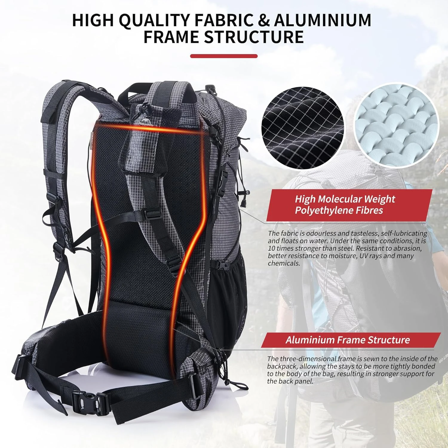 Naturehike Rock Outdoor Bags L L Travel Backpacks Large Capacity +L Camping Hiking Packs Hiking Bag With Rain Cover Naturehike Rock Outdoor Bags 40L 60L Travel Backpacks Large Capacity 60+5L Camping Hiking Packs Hiking Bag With Rain Cover