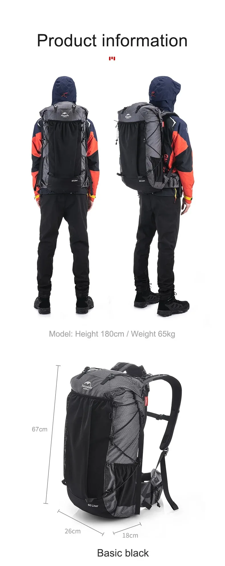 Naturehike Rock Outdoor Bags 40L 60L Travel Backpacks Large Capacity 60+5L Camping Hiking Packs Hiking Bag With Rain Cover