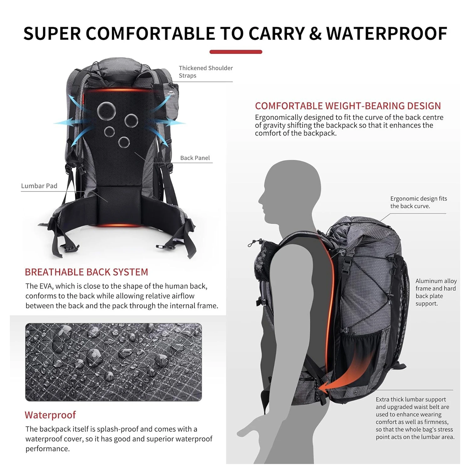 Naturehike Rock Outdoor Bags L L Travel Backpacks Large Capacity +L Camping Hiking Packs Hiking Bag With Rain Cover Naturehike Rock Outdoor Bags 40L 60L Travel Backpacks Large Capacity 60+5L Camping Hiking Packs Hiking Bag With Rain Cover
