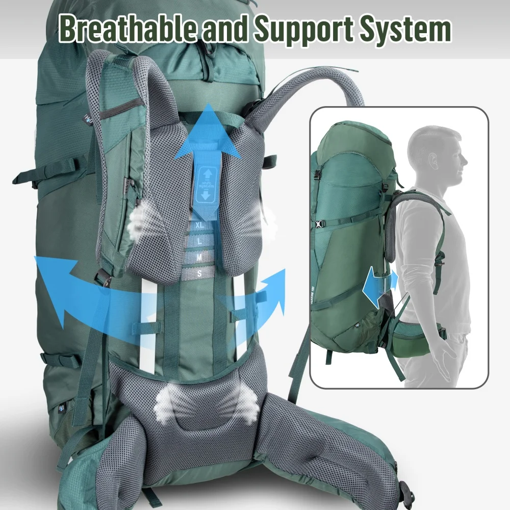 Night Cat Internal frame Hiking Backpack: L Large Camping Backpack for Men Women Hiking Climbing Traveling Waterproof Rain Cover Night Cat Internal-frame Hiking Backpack: 100L Large Camping Backpack for Men Women Hiking Climbing Traveling Waterproof Rain Cover