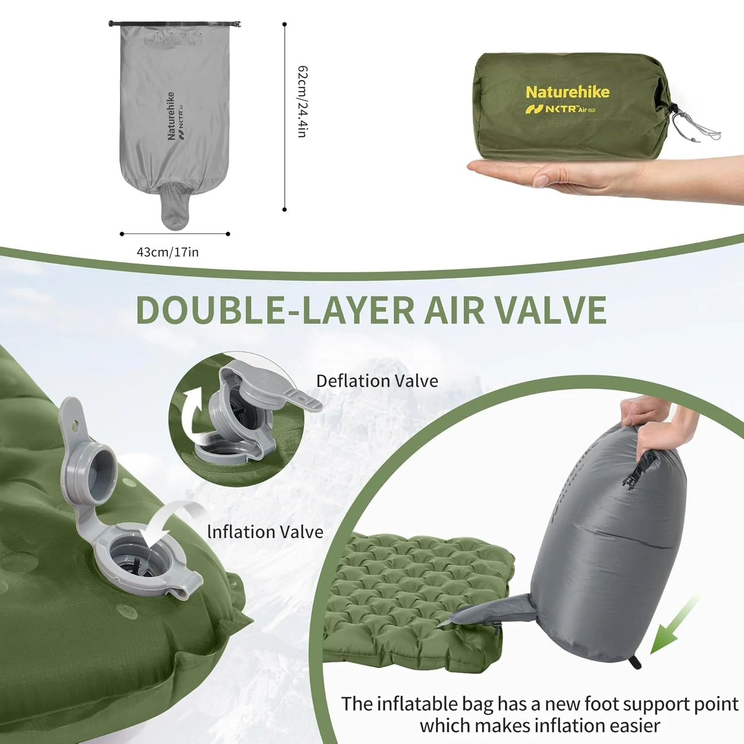 Naturehike Ultralight Sleeping Pad Insulated Inflatable Sleeping Pad R4.6 Inflatable Air Mat 4 Seasons Outdoor Camping Air Mattress Naturehike Ultralight Sleeping Pad Insulated Inflatable Sleeping Pad R4.6 Inflatable Air Mat 4 Seasons Outdoor Camping Air Mattress