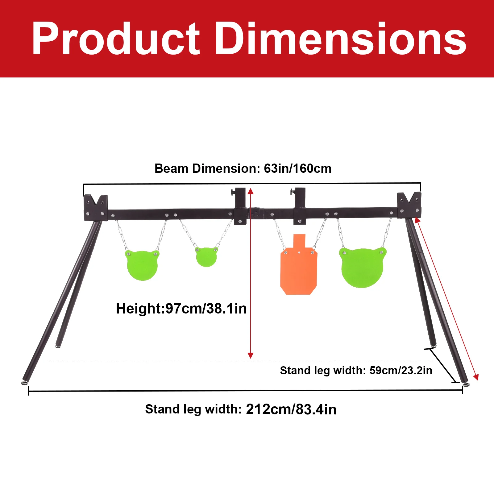 Heavy Duty Steel Target Stand with Adjustable Height, Anti-Tip Shooting Target Stand &ndash; Stable Outdoor Shooter Training Kit for Adults & Kids