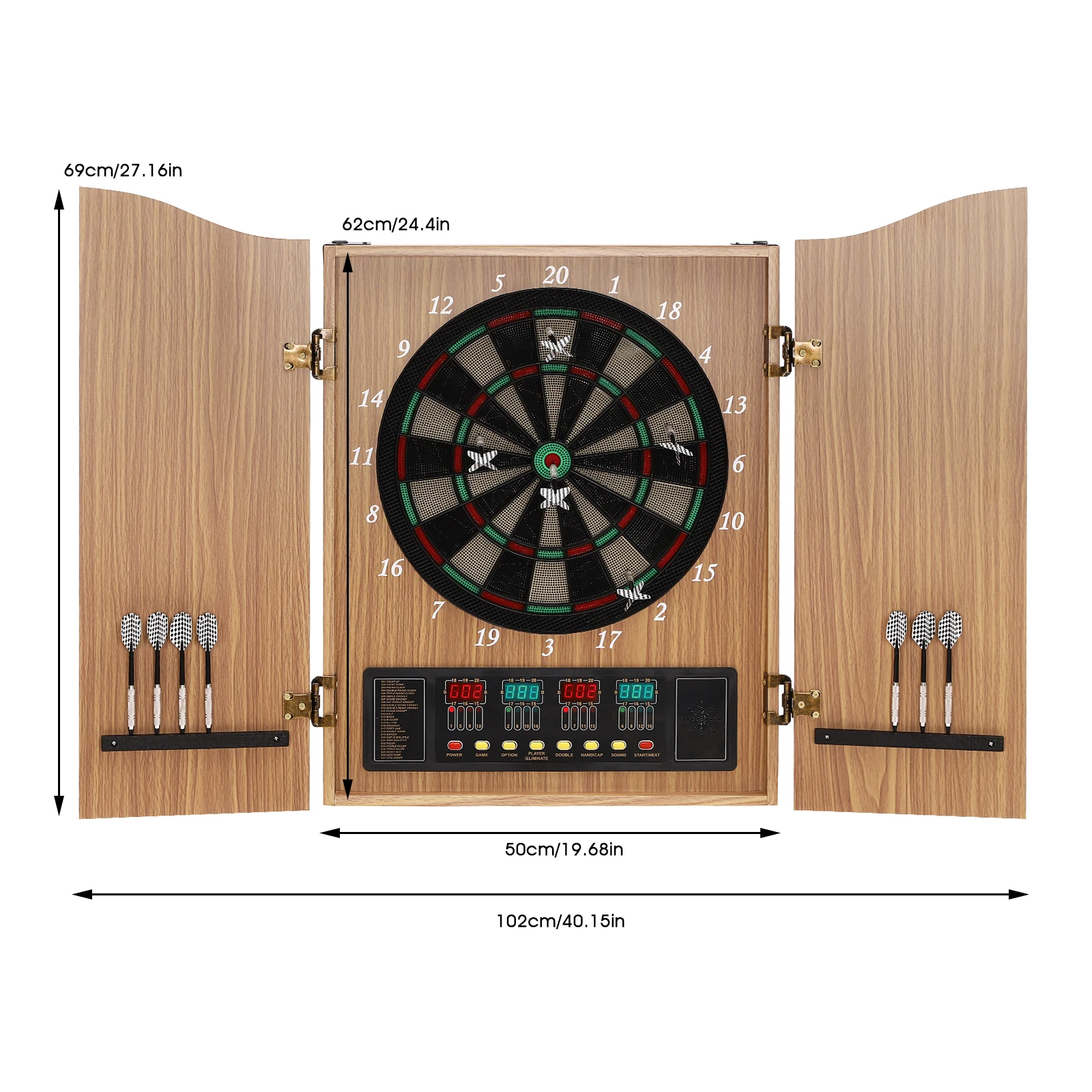 Yellow Electronic Dartboard, Dart Machine With LED Scoring Display & Voice Prompt, Soft Tip Dart Board for 16 Players, 100-240V US Plug Yellow Electronic Dartboard, Dart Machine With LED Scoring Display & Voice Prompt, Soft Tip Dart Board for 16 Players, 100-240V US Plug