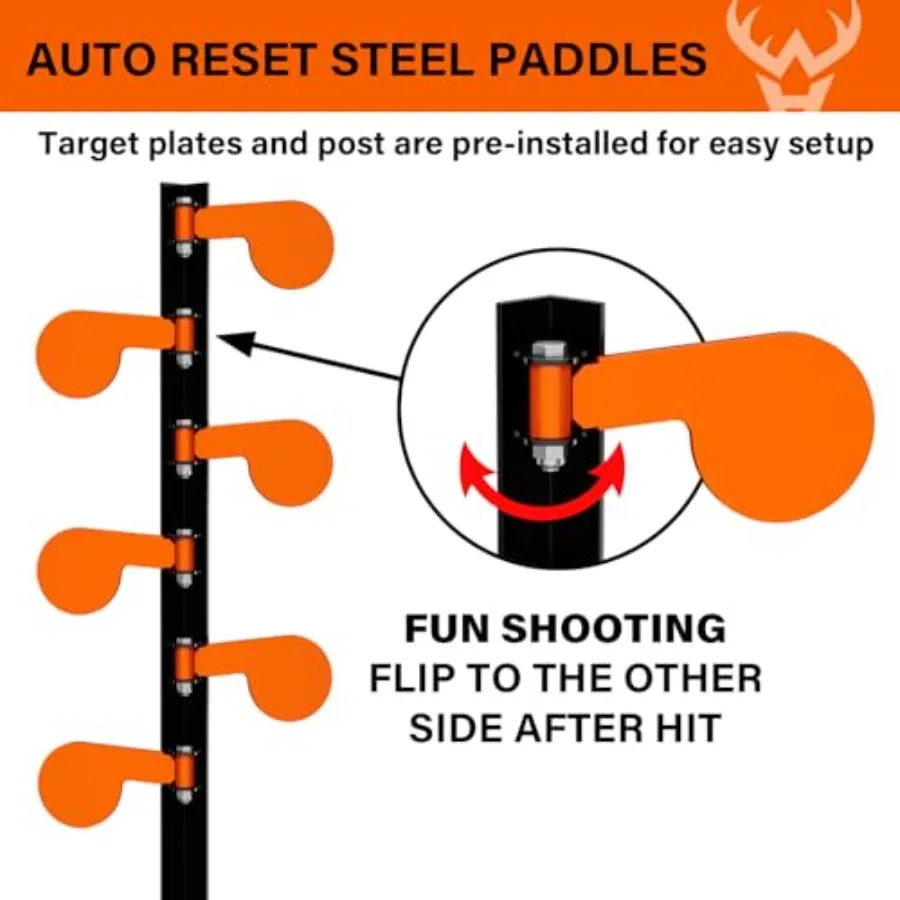 Dueling Tree Target Kit with Six Steel Paddles 4 x 1 4 Reactive Shooting Targets and Adjustable Stand for Outdoor Range