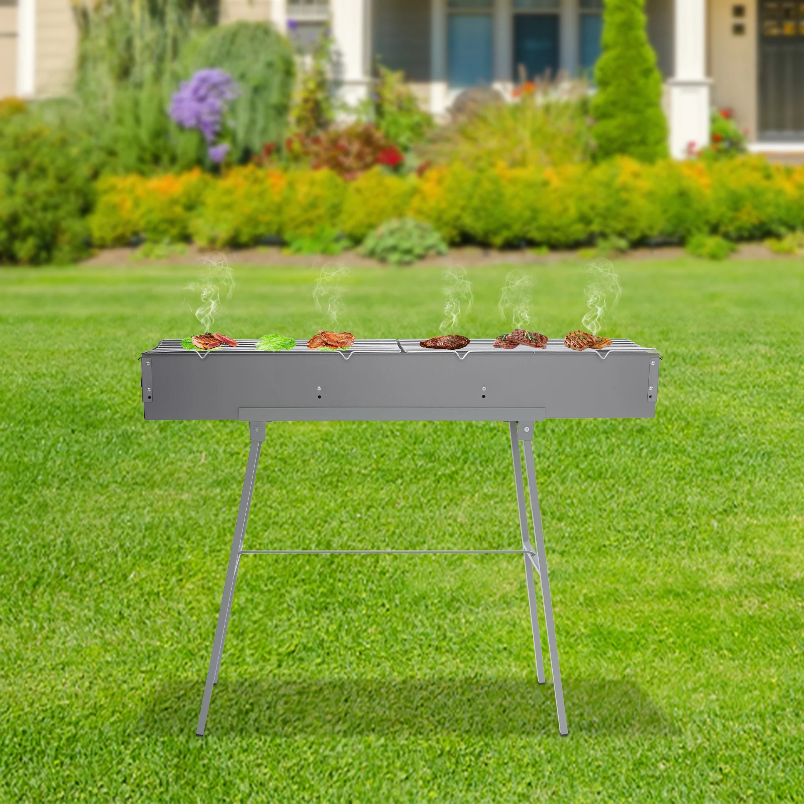 Campfire Grill, Camping Grill, Barbecue Grill, 100×18cm Foldable Stainless Steel Rack, Portable Outdoor BBQ Cooking Stove with Detachable Legs, Easy Clean, Space Saving, Quick Assembly for Camping, Pi Campfire Grill, Camping Grill, Barbecue Grill, 100×18cm Foldable Stainless Steel Rack, Portable Outdoor BBQ Cooking Stove with Detachable Legs, Easy Clean, Space Saving, Quick Assembly for Camping, Pi