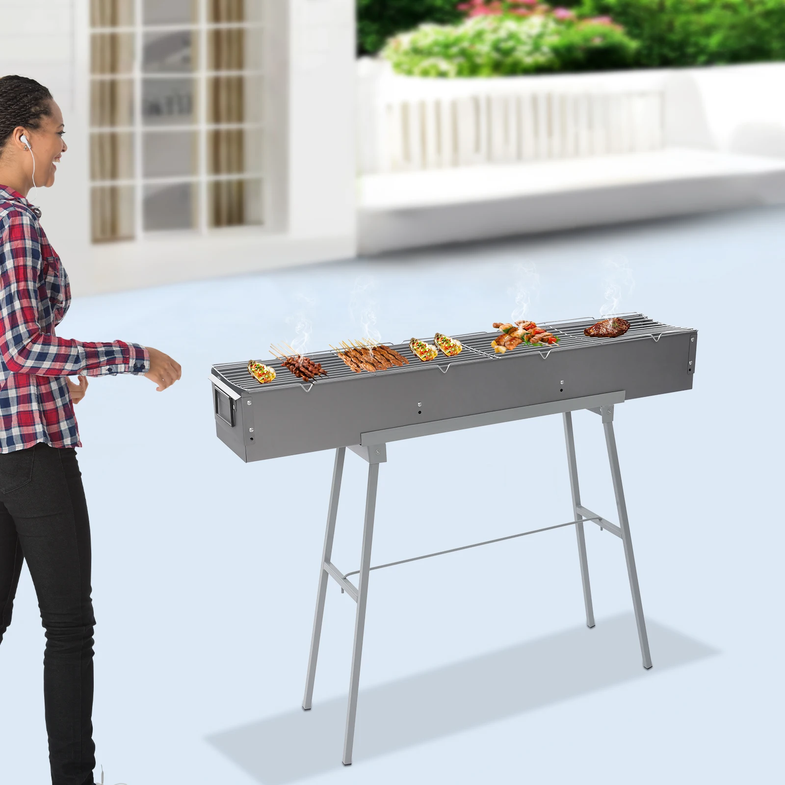 Campfire Grill, Camping Grill, Barbecue Grill, 100×18cm Foldable Stainless Steel Rack, Portable Outdoor BBQ Cooking Stove with Detachable Legs, Easy Clean, Space Saving, Quick Assembly for Camping, Pi Campfire Grill, Camping Grill, Barbecue Grill, 100×18cm Foldable Stainless Steel Rack, Portable Outdoor BBQ Cooking Stove with Detachable Legs, Easy Clean, Space Saving, Quick Assembly for Camping, Pi