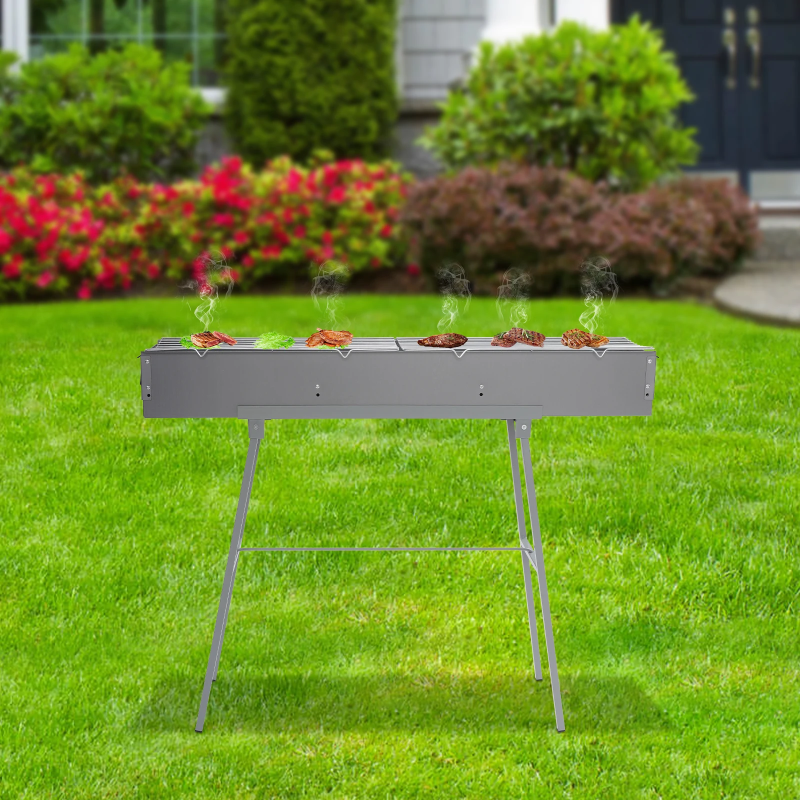 Campfire Grill, Camping Grill, Barbecue Grill, 100×18cm Foldable Stainless Steel Rack, Portable Outdoor BBQ Cooking Stove with Detachable Legs, Easy Clean, Space Saving, Quick Assembly for Camping, Pi Campfire Grill, Camping Grill, Barbecue Grill, 100×18cm Foldable Stainless Steel Rack, Portable Outdoor BBQ Cooking Stove with Detachable Legs, Easy Clean, Space Saving, Quick Assembly for Camping, Pi