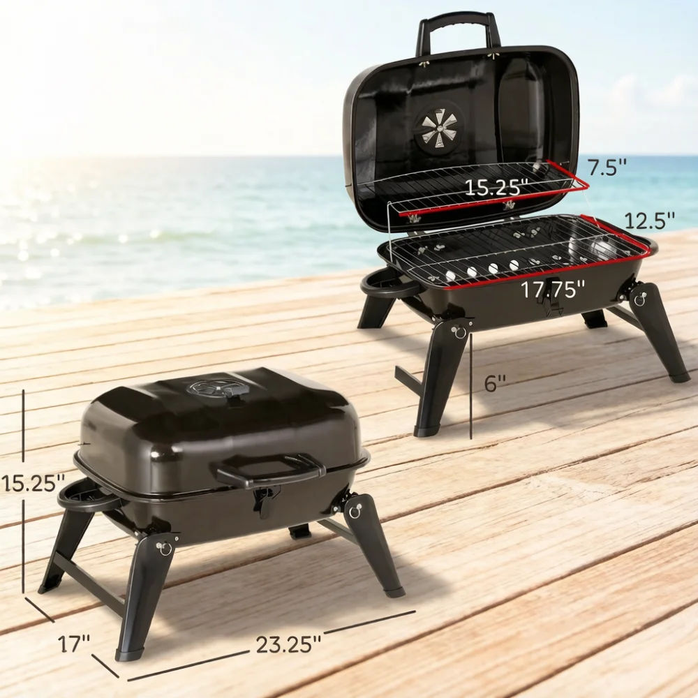 Outdoor Folding Barbecue Charcoal Grill Portable Table Grill Camping Grill with Lid Portable BBQ Grill for Camping Garden Picnic Party BBQ Tool Outdoor Folding Barbecue Charcoal Grill Portable Table Grill Camping Grill with Lid Portable BBQ Grill for Camping Garden Picnic Party BBQ Tool