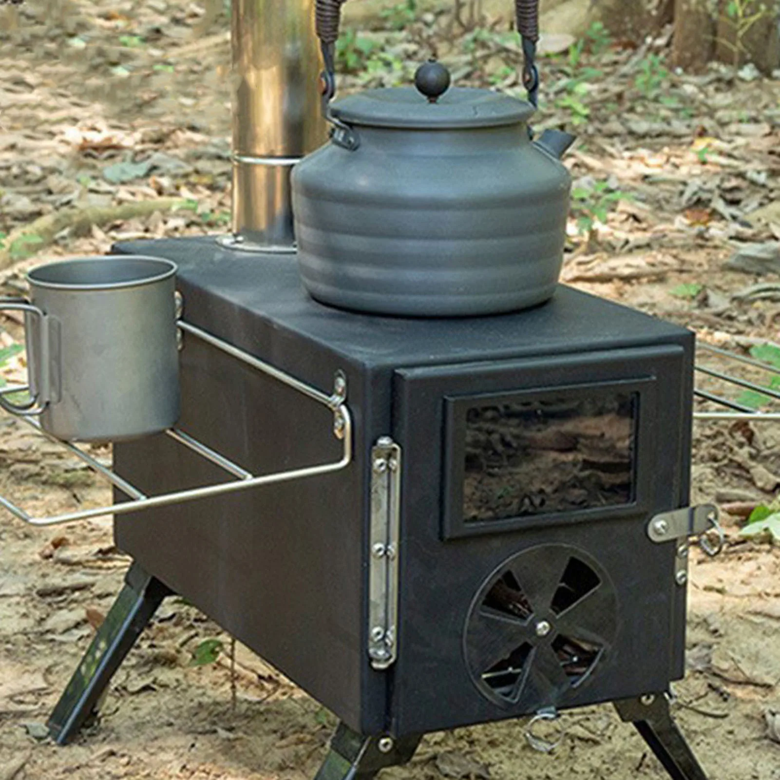 Folding FireWood Stove For Camping Tent Stove Portable Wood Heater Burning Carbon Steel Picnic BBQ Stove Grill Camping Supplies