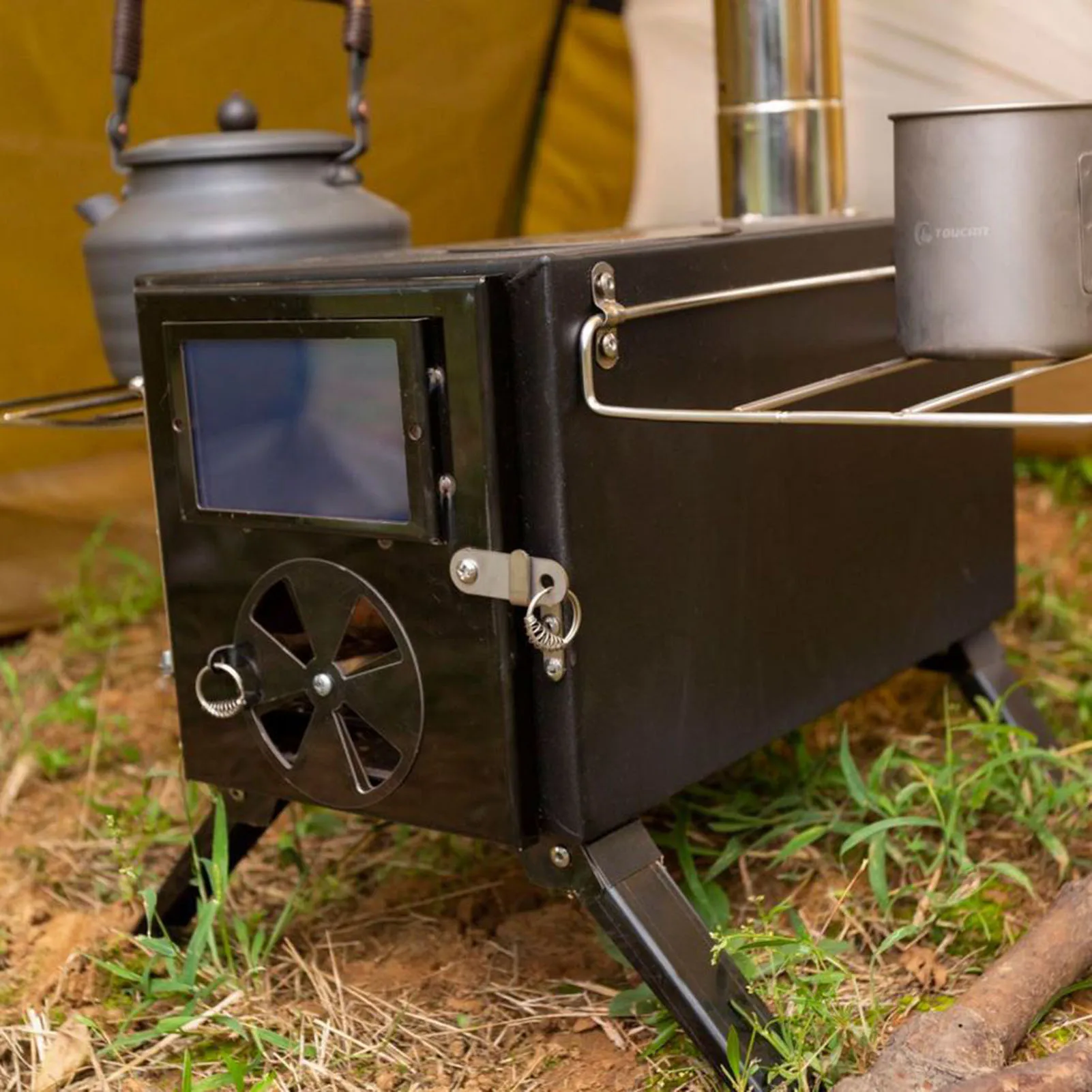 Folding FireWood Stove For Camping Tent Stove Portable Wood Heater Burning Carbon Steel Picnic BBQ Stove Grill Camping Supplies