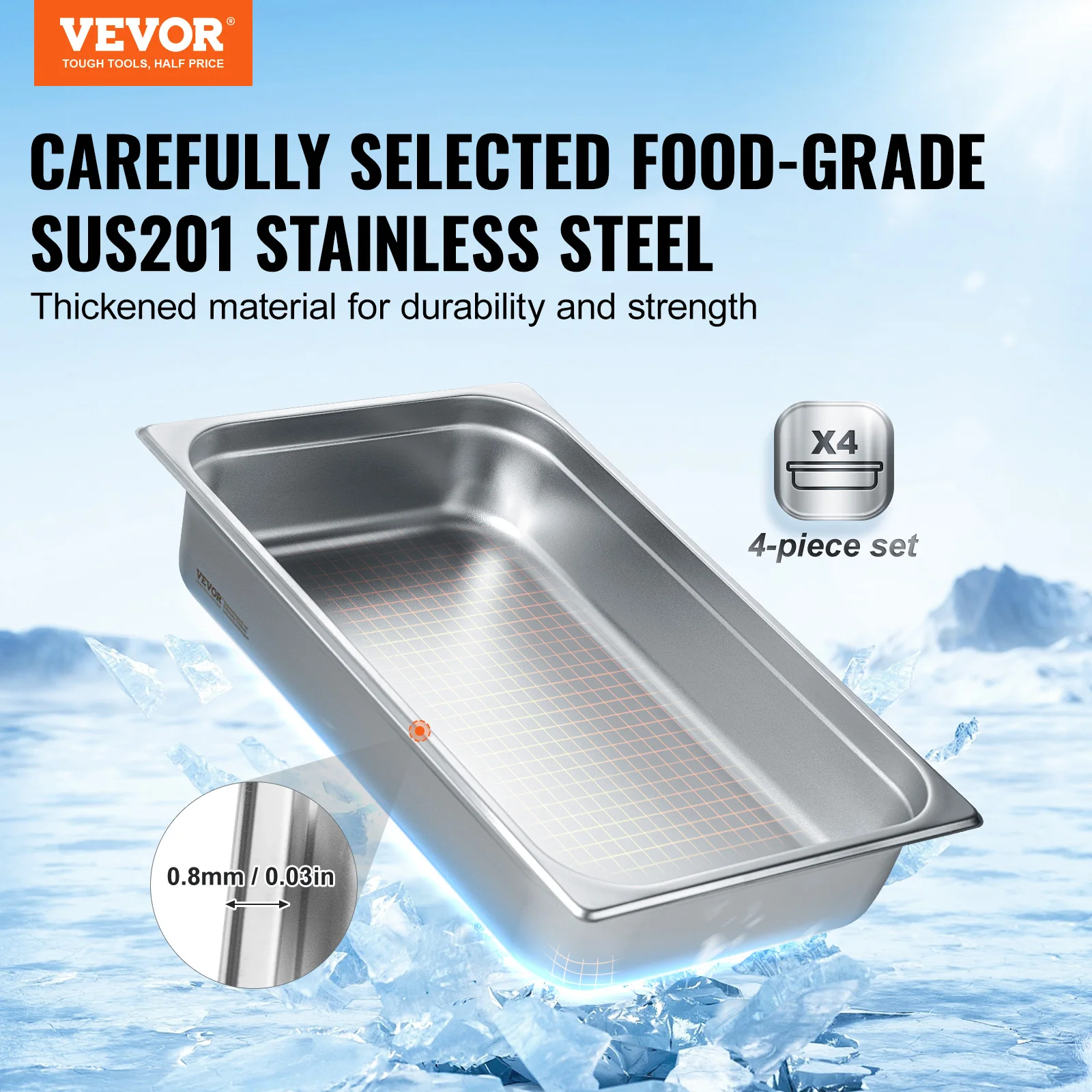 4Pack Hotel Pans Full Size Anti Jam Steam Pan with Lid Stainless Steel Steam Table Pan 4 Inch Deep Commercial Table Pan 4Pack Hotel Pans Full Size Anti Jam Steam Pan with Lid Stainless Steel Steam Table Pan 4 Inch Deep Commercial Table Pan