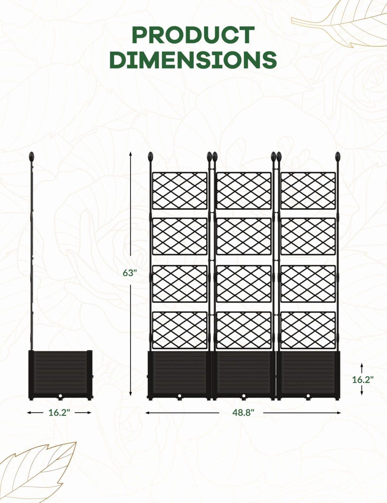 Planter Box With Trellis, 50x63In Raised Garden Bed For Climbing Plants Vines, Outdoor Planter For Vegetables Flowers Patio Planter Box With Trellis, 50x63In Raised Garden Bed For Climbing Plants Vines, Outdoor Planter For Vegetables Flowers Patio