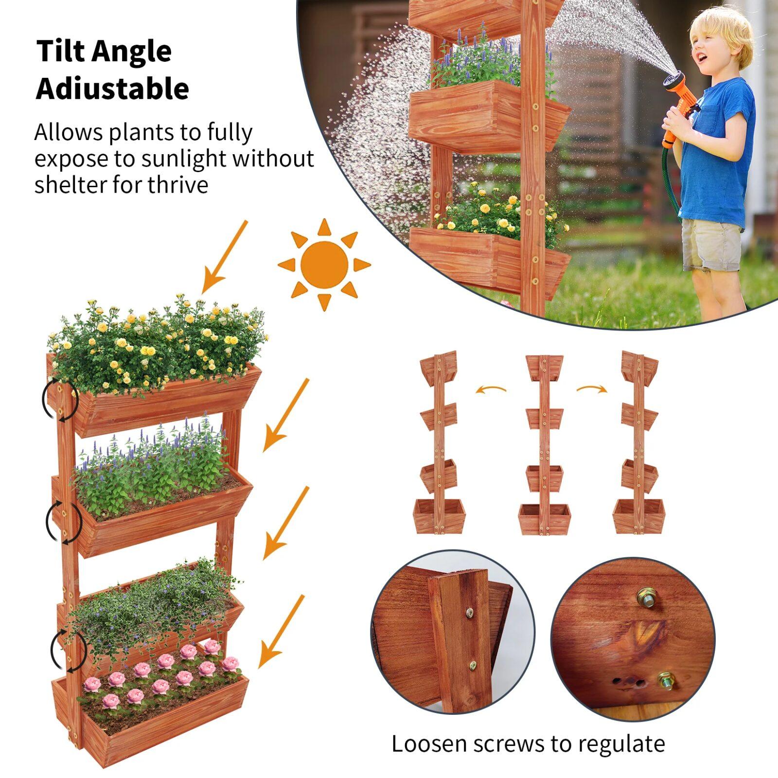 Architectural 4 Tier Timber Tiered Planter, Elevated Vertical Garden Bed & Herb Display Architectural 4 Tier Timber Tiered Planter, Elevated Vertical Garden Bed & Herb Display