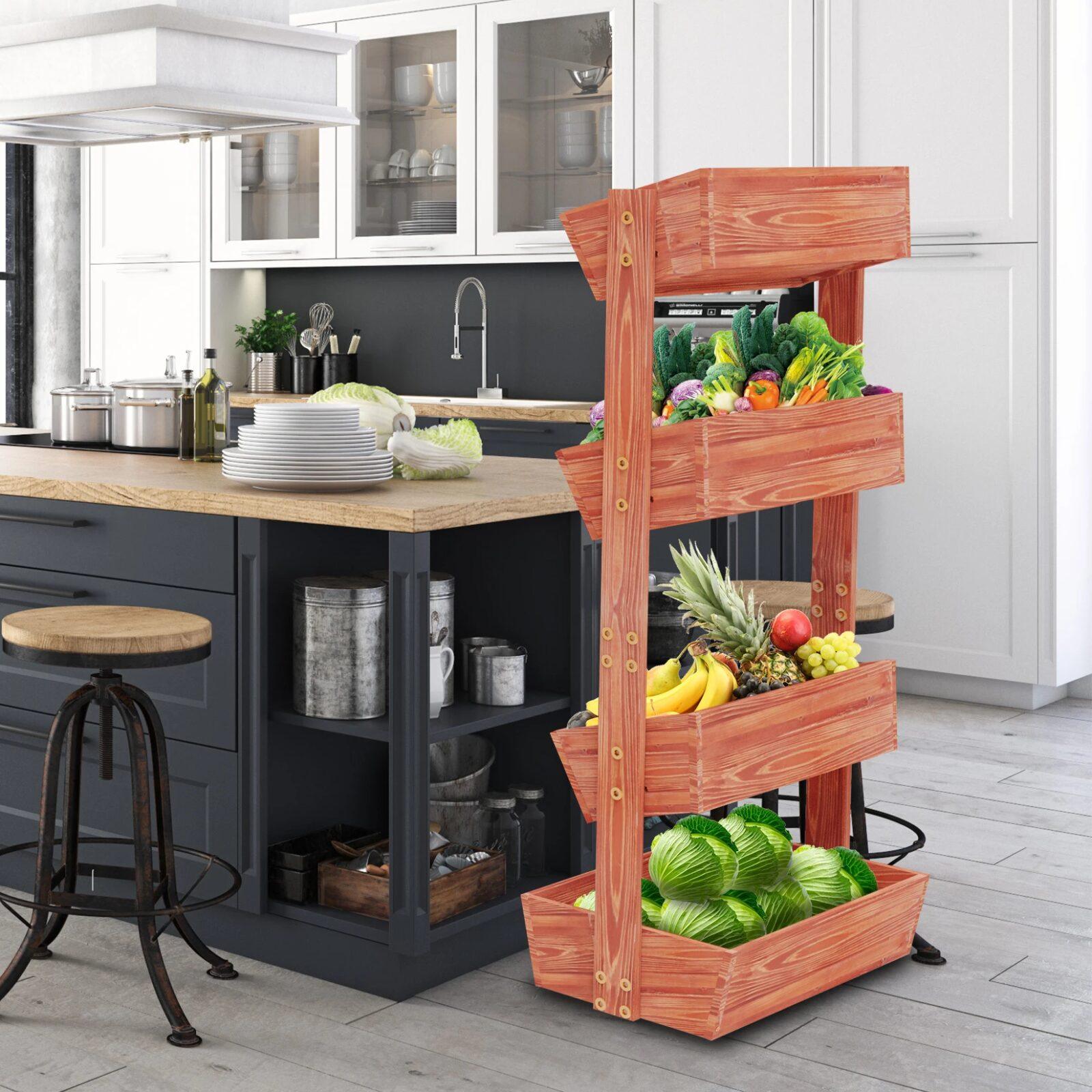 Architectural 4-Tier Timber Tiered Planter, Elevated Vertical Garden Bed & Herb Display