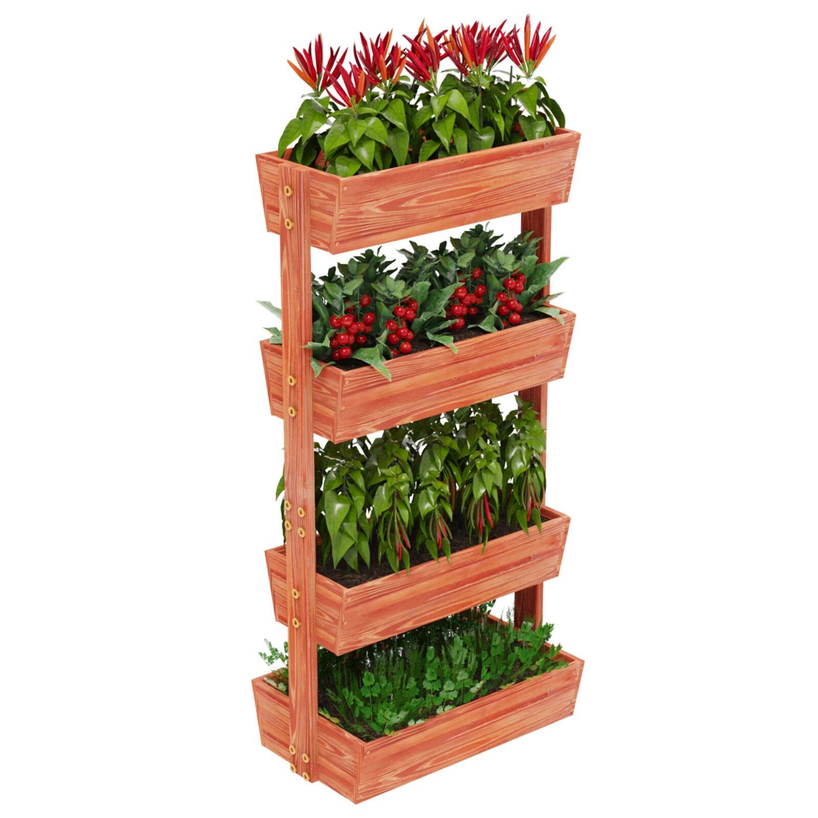 Architectural 4 Tier Timber Tiered Planter, Elevated Vertical Garden Bed & Herb Display Architectural 4 Tier Timber Tiered Planter, Elevated Vertical Garden Bed & Herb Display