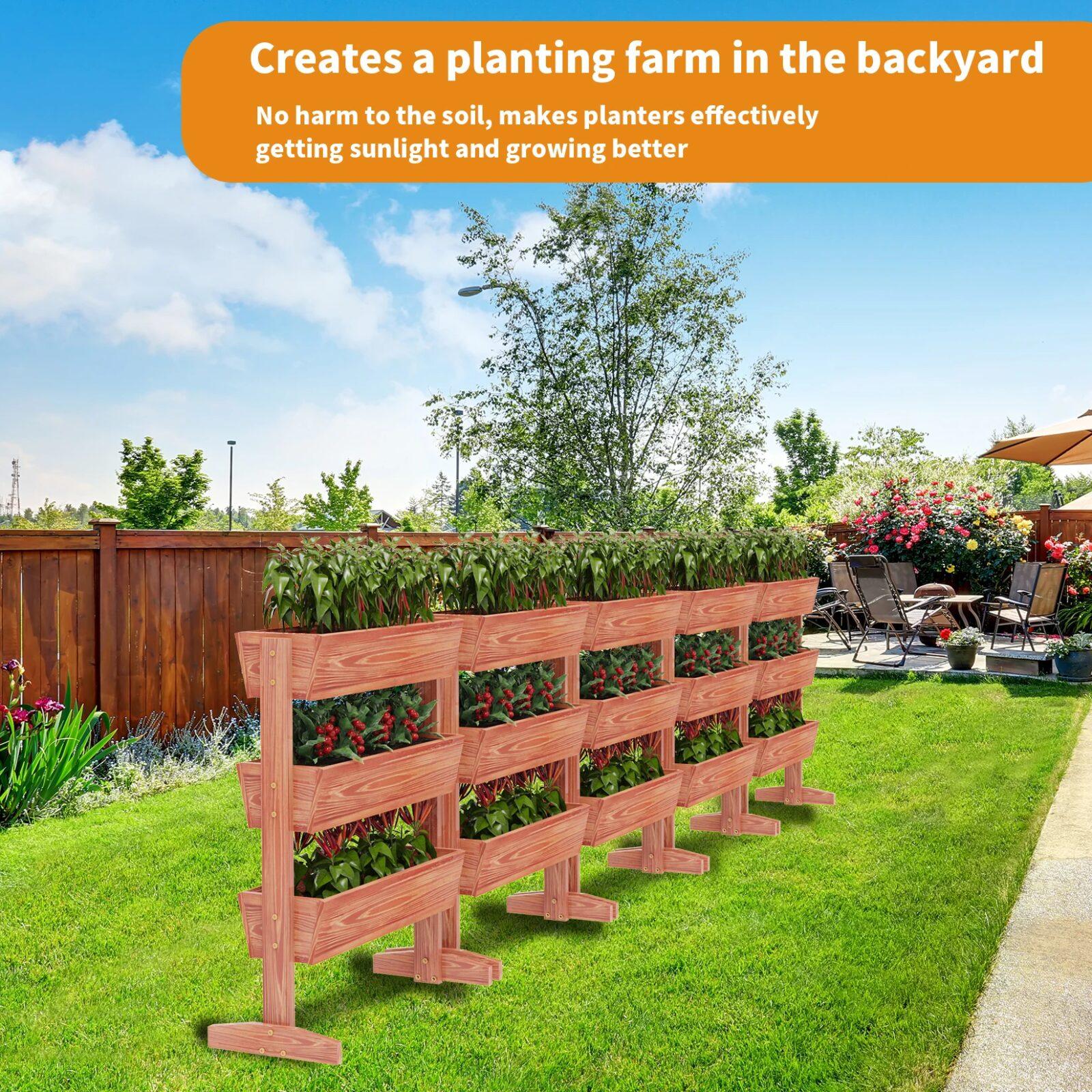 Architectural 4 Tier Wooden Tiered Planter Box, Elevated Vertical Garden Ladder & Herb Trough Architectural 4 Tier Wooden Tiered Planter Box, Elevated Vertical Garden Ladder & Herb Trough