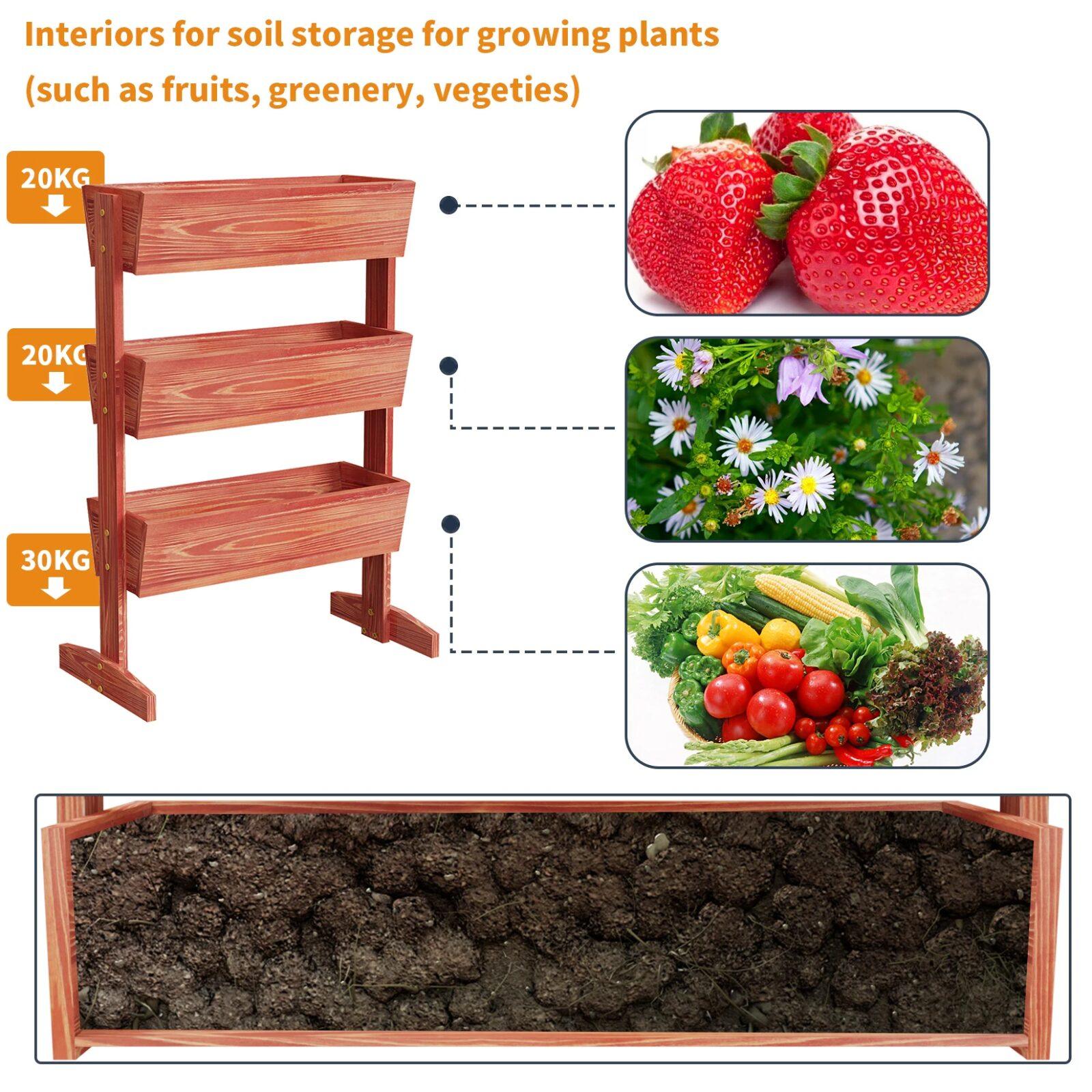 Architectural 4-Tier Wooden Tiered Planter Box, Elevated Vertical Garden Ladder & Herb Trough Architectural 4-Tier Wooden Tiered Planter Box, Elevated Vertical Garden Ladder & Herb Trough